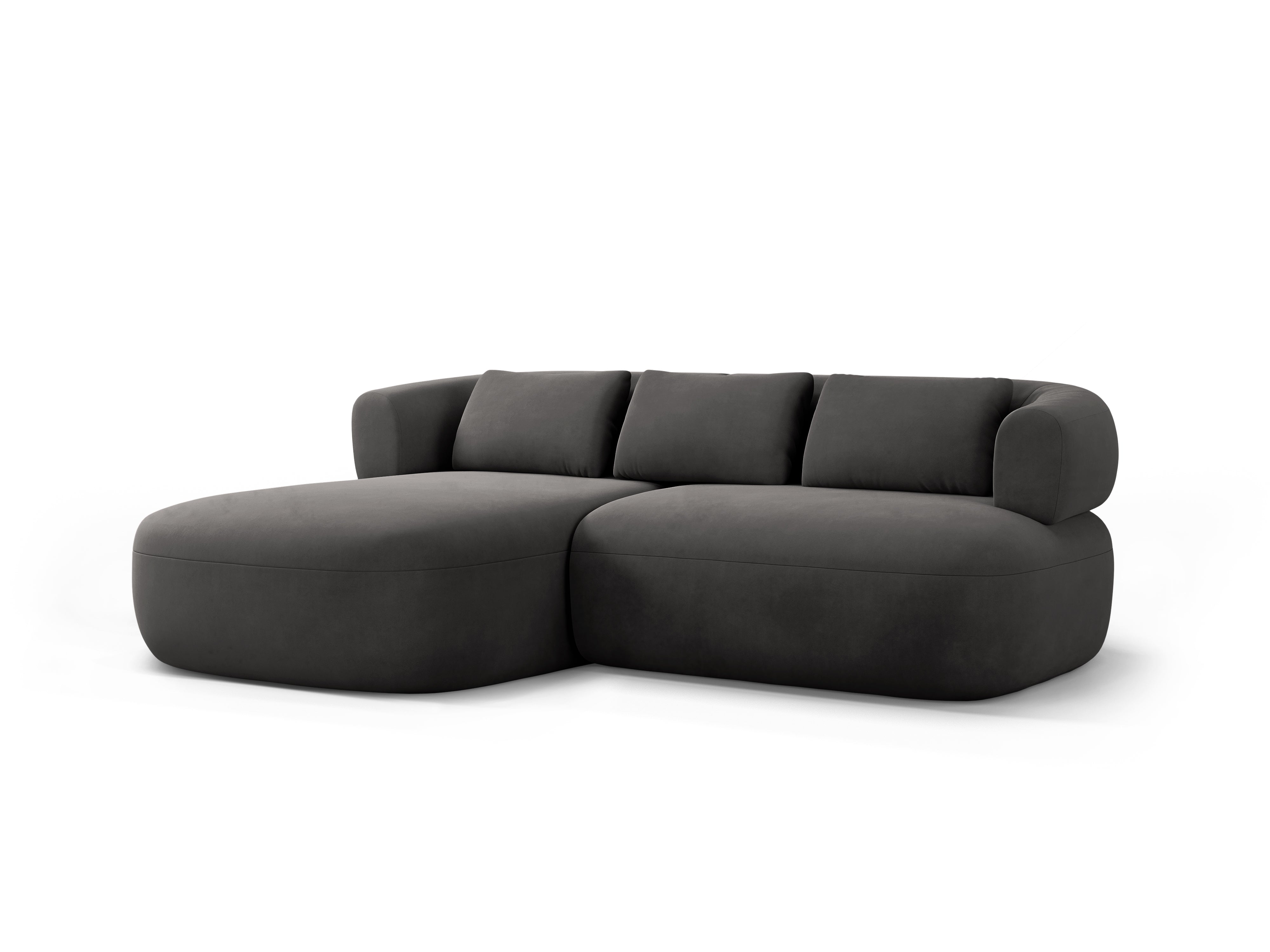 Samt-Ecksofa für 2 Personen, linksseitig, ALDRIN in Dunkelgrau