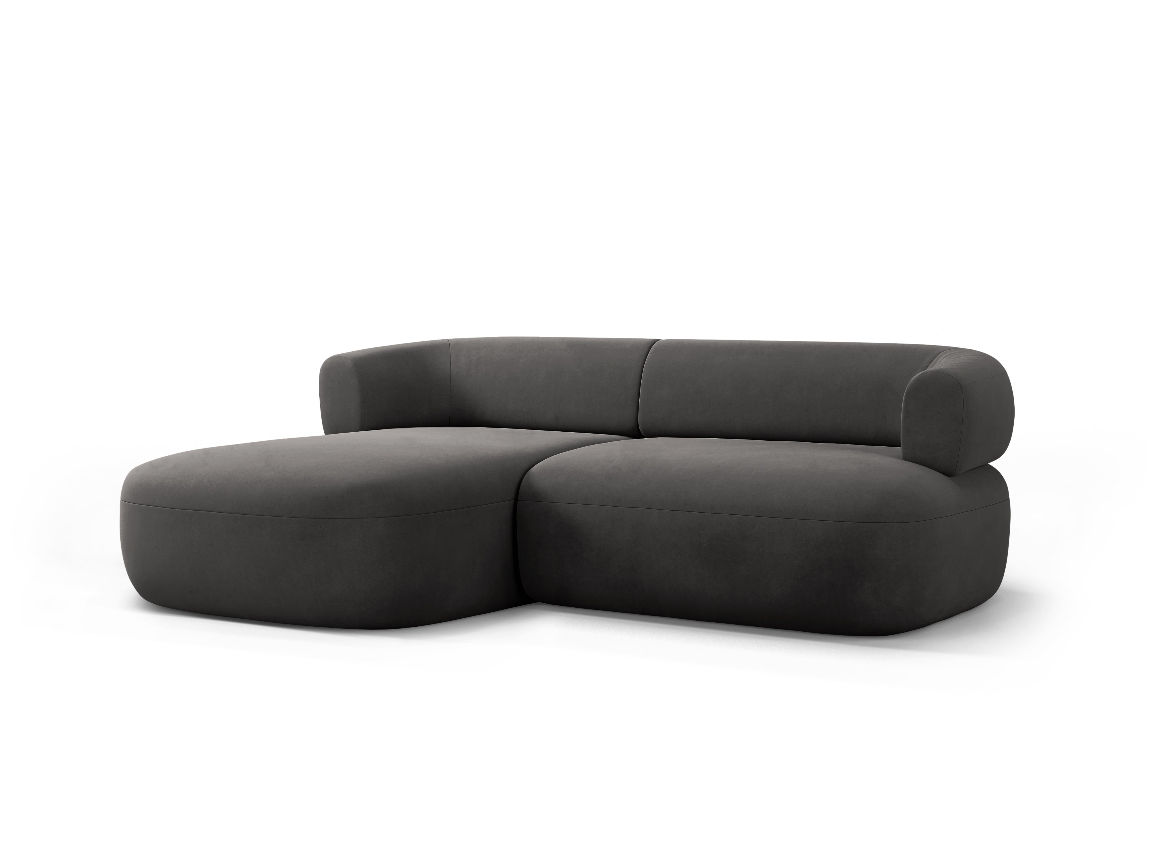 Samt-Ecksofa für 2 Personen, linksseitig, ALDRIN in Dunkelgrau