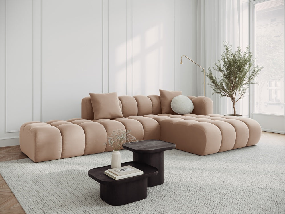 Samt Ecke 5-Personen rechtsseitig beige Halley