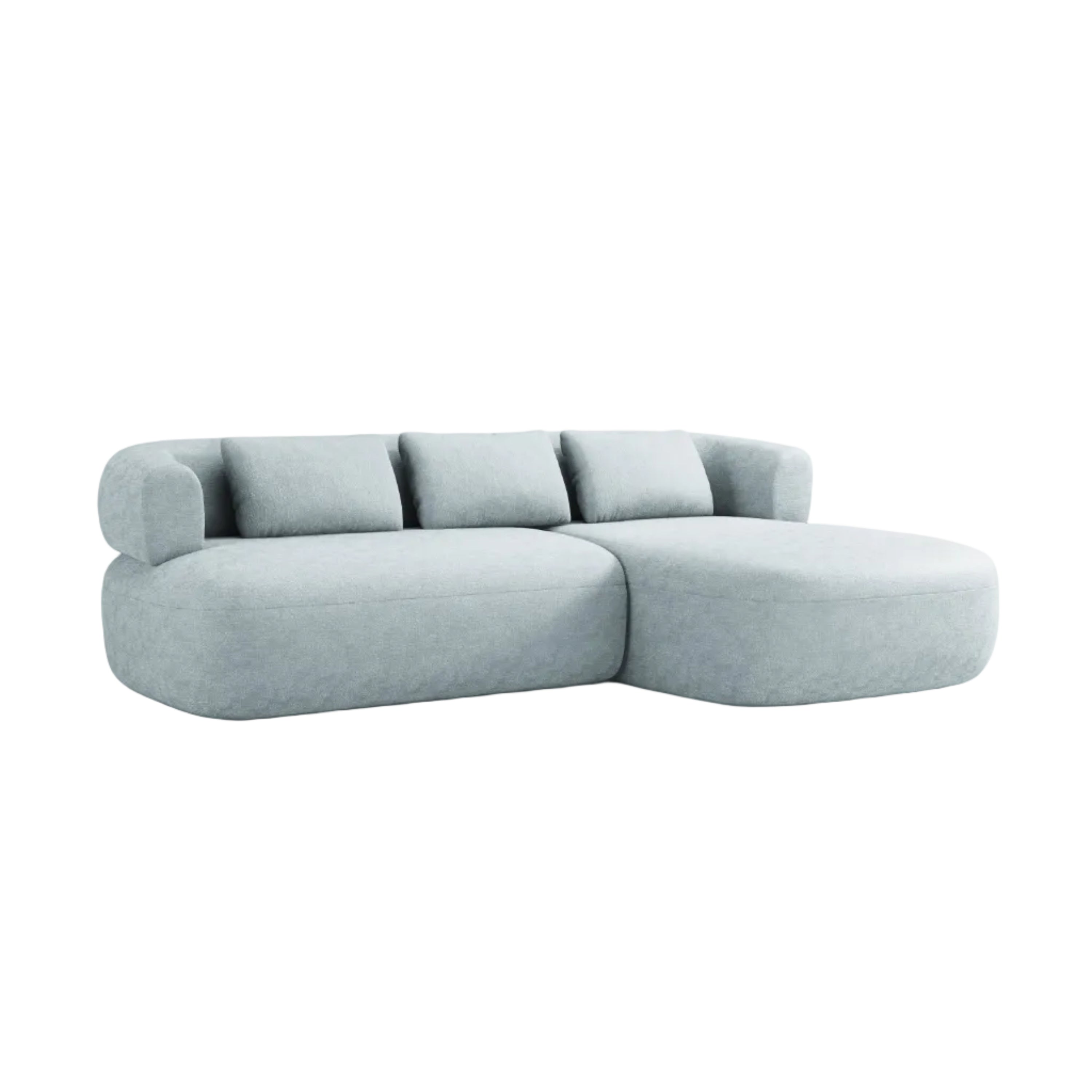 3-sitziger rechter Ecksofa ALDRIN in himmelblauem Chenille
