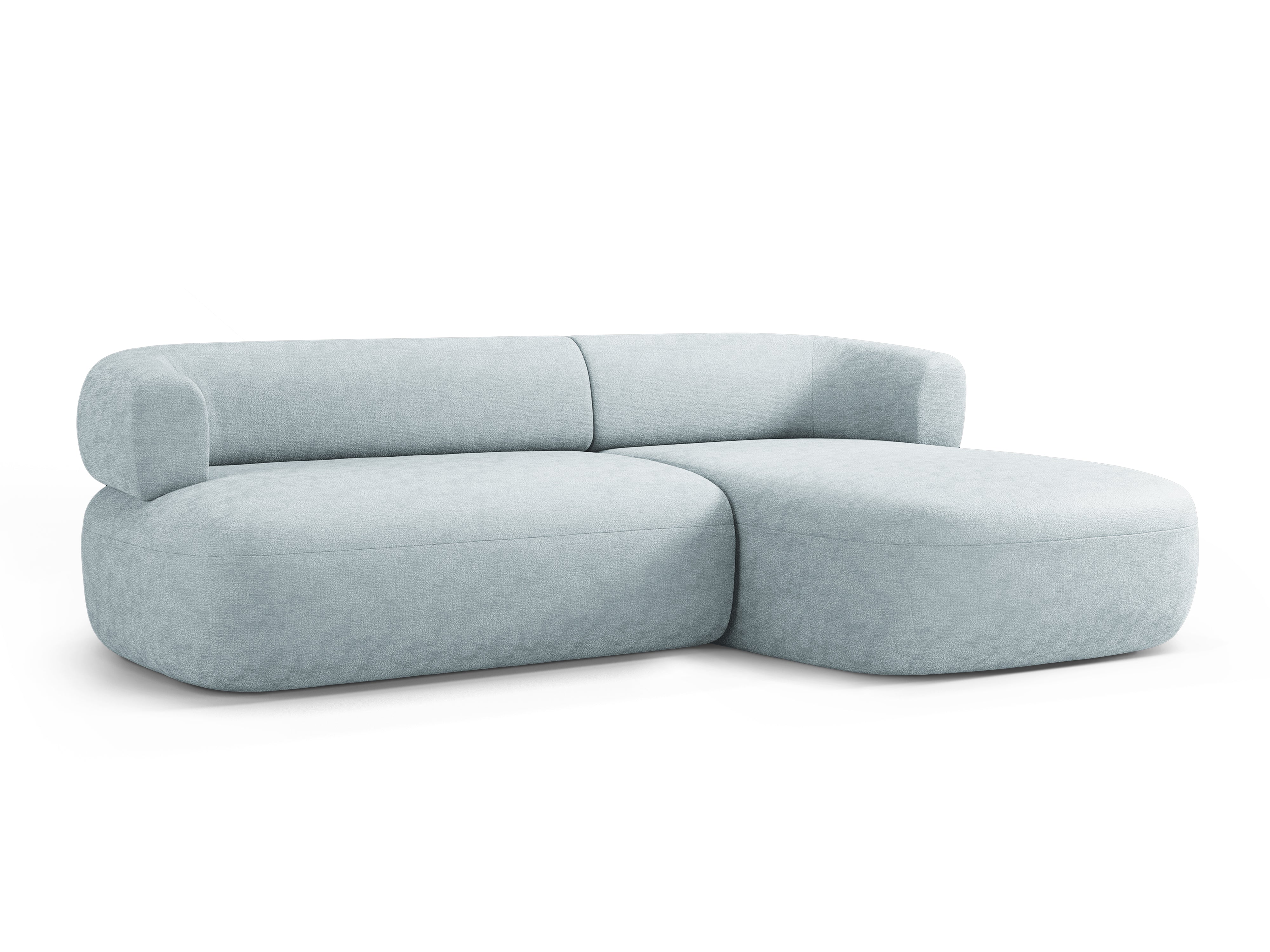 3-sitziger rechter Ecksofa ALDRIN in himmelblauem Chenille