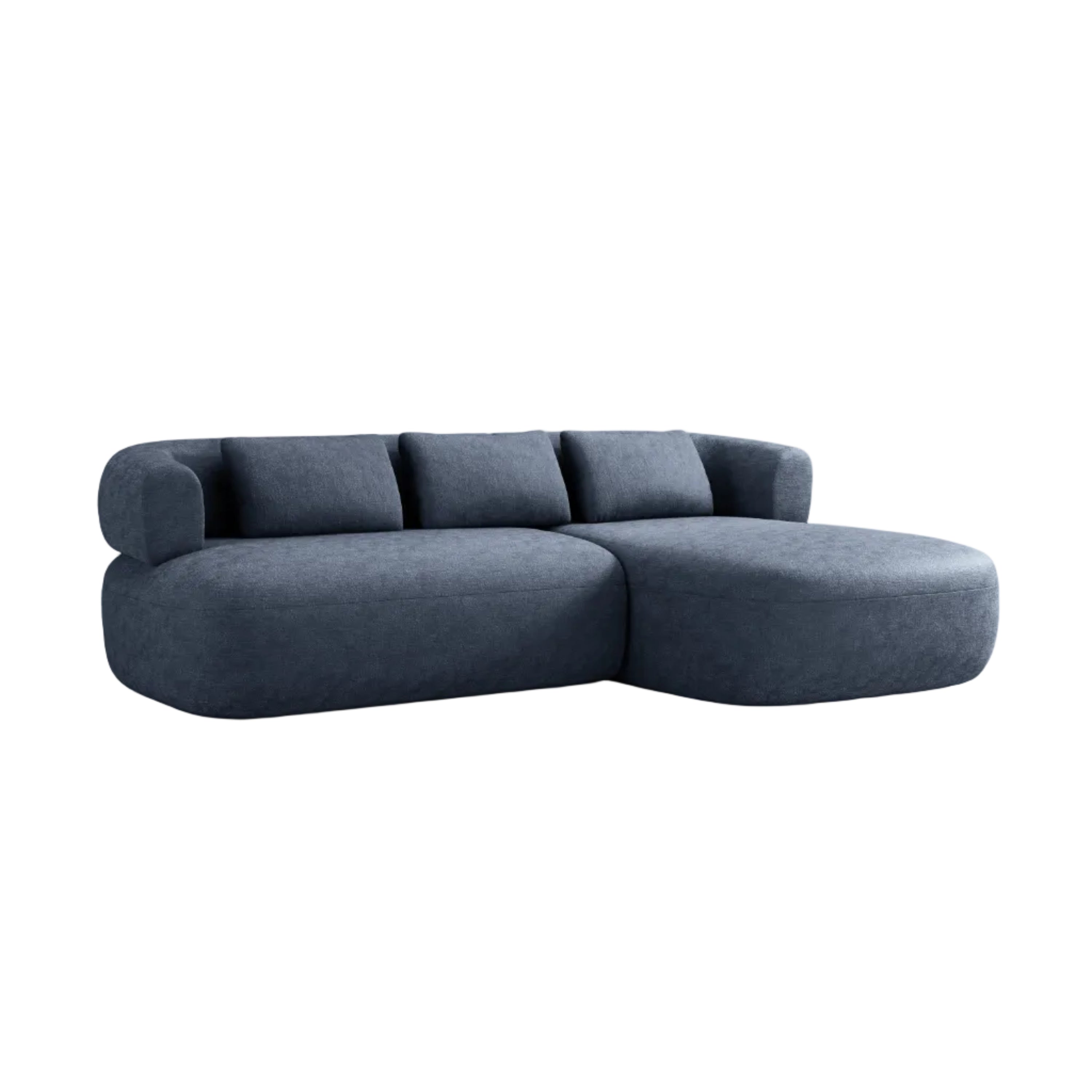 3-sitziger rechter Ecksofa ALDRIN in marineblauem Chenille