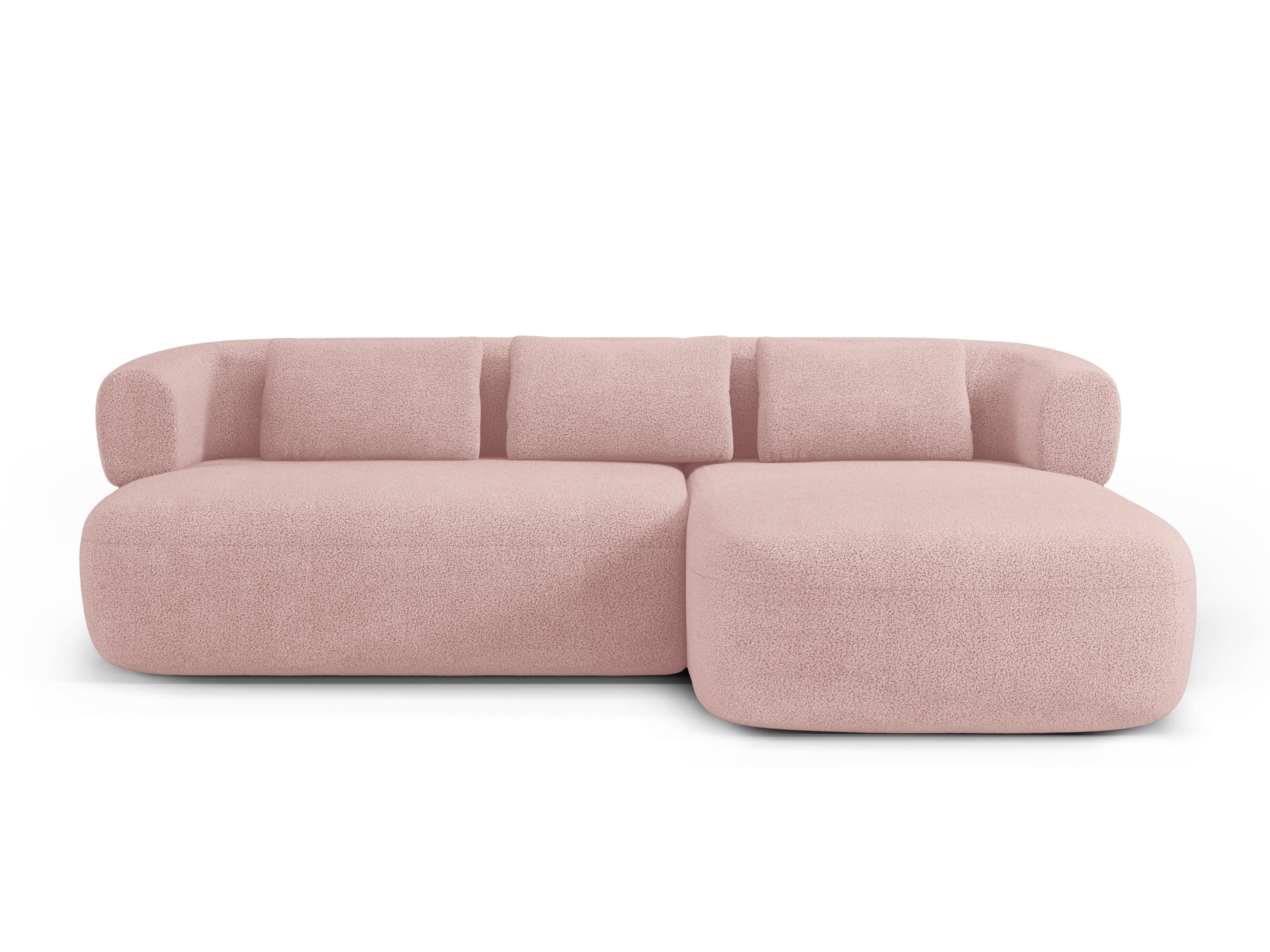 3-sitziger rechter Ecksofa ALDRIN in pudrigem Rosa Boucle