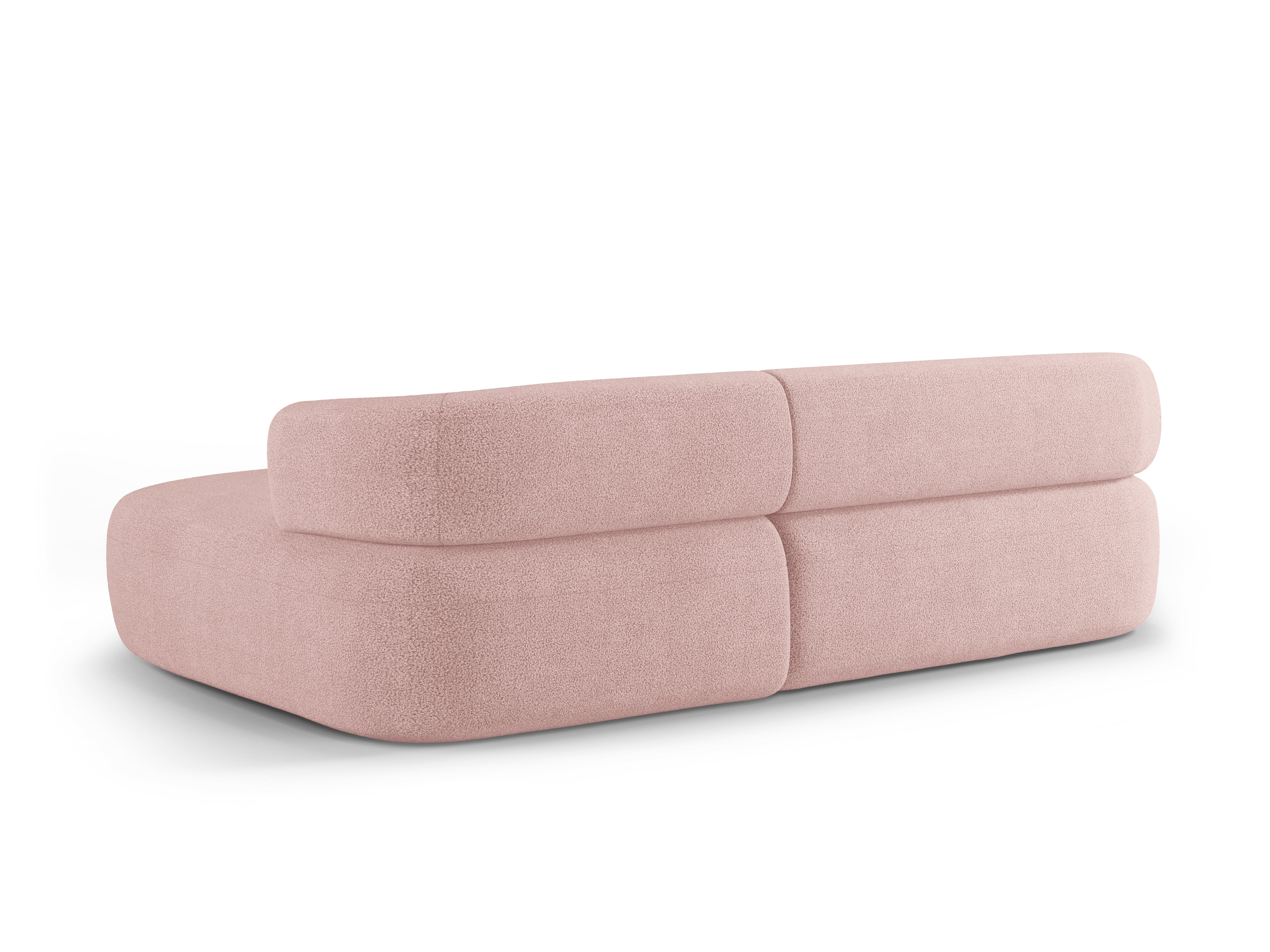 3-sitziger rechter Ecksofa ALDRIN in pudrigem Rosa Boucle