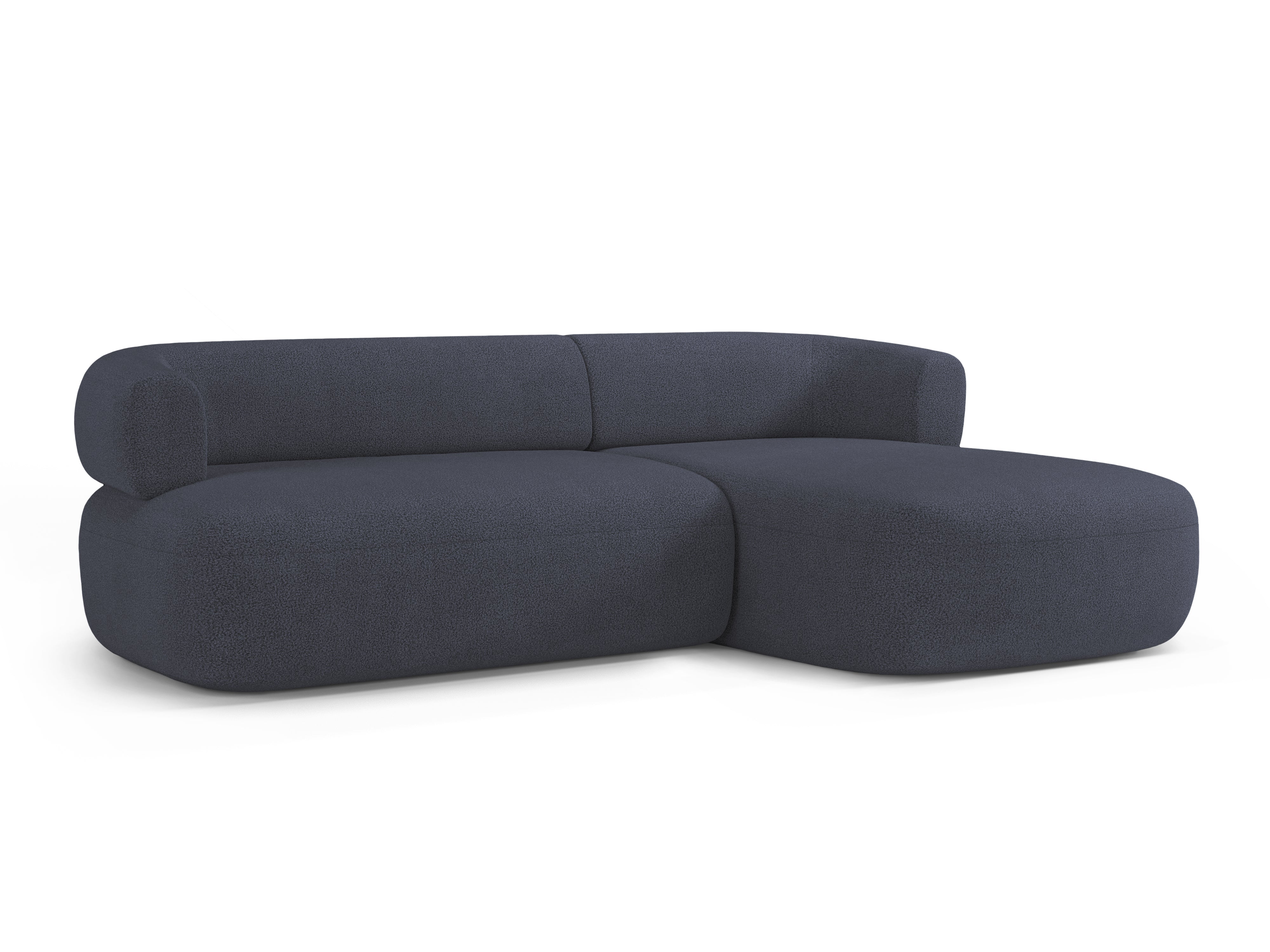3-sitziger rechter Ecksofa ALDRIN in marineblauem Boucle