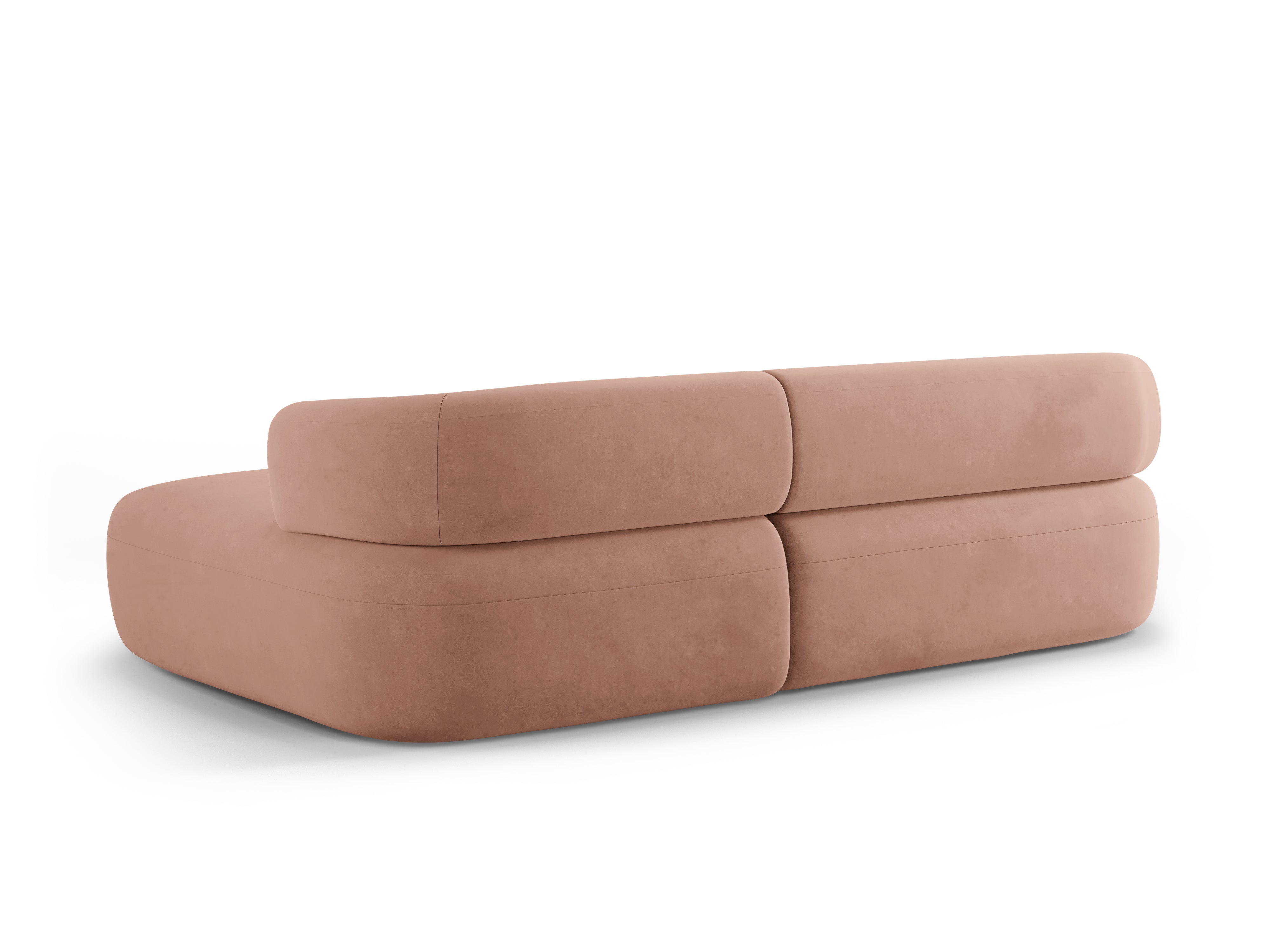 Samt-Ecksofa für 3 Personen, rechtsseitig, ALDRIN in Rosa