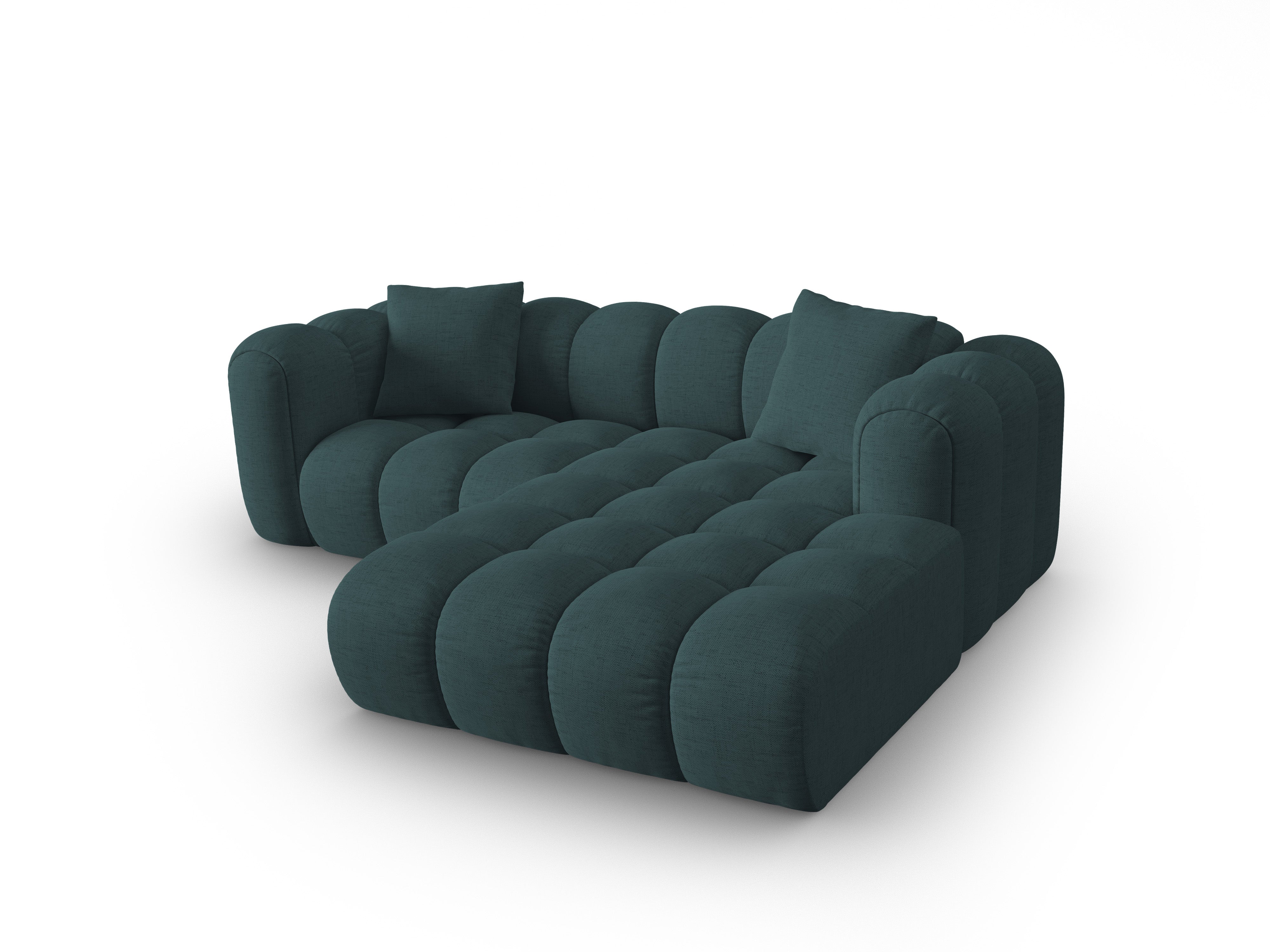 3-sitziges Ecksofa rechts ASTRO türkisfarbener Chenille