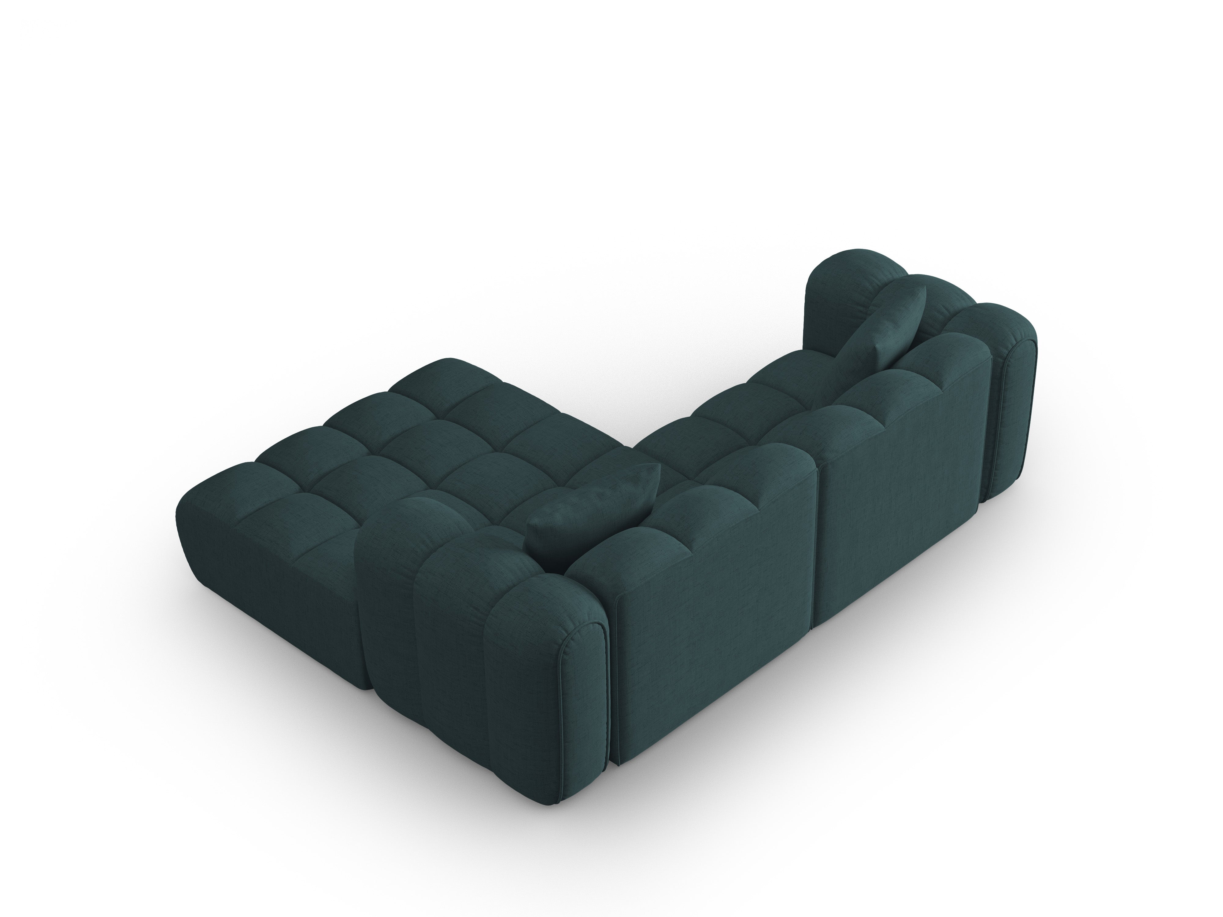 3-sitziges Ecksofa rechts ASTRO türkisfarbener Chenille