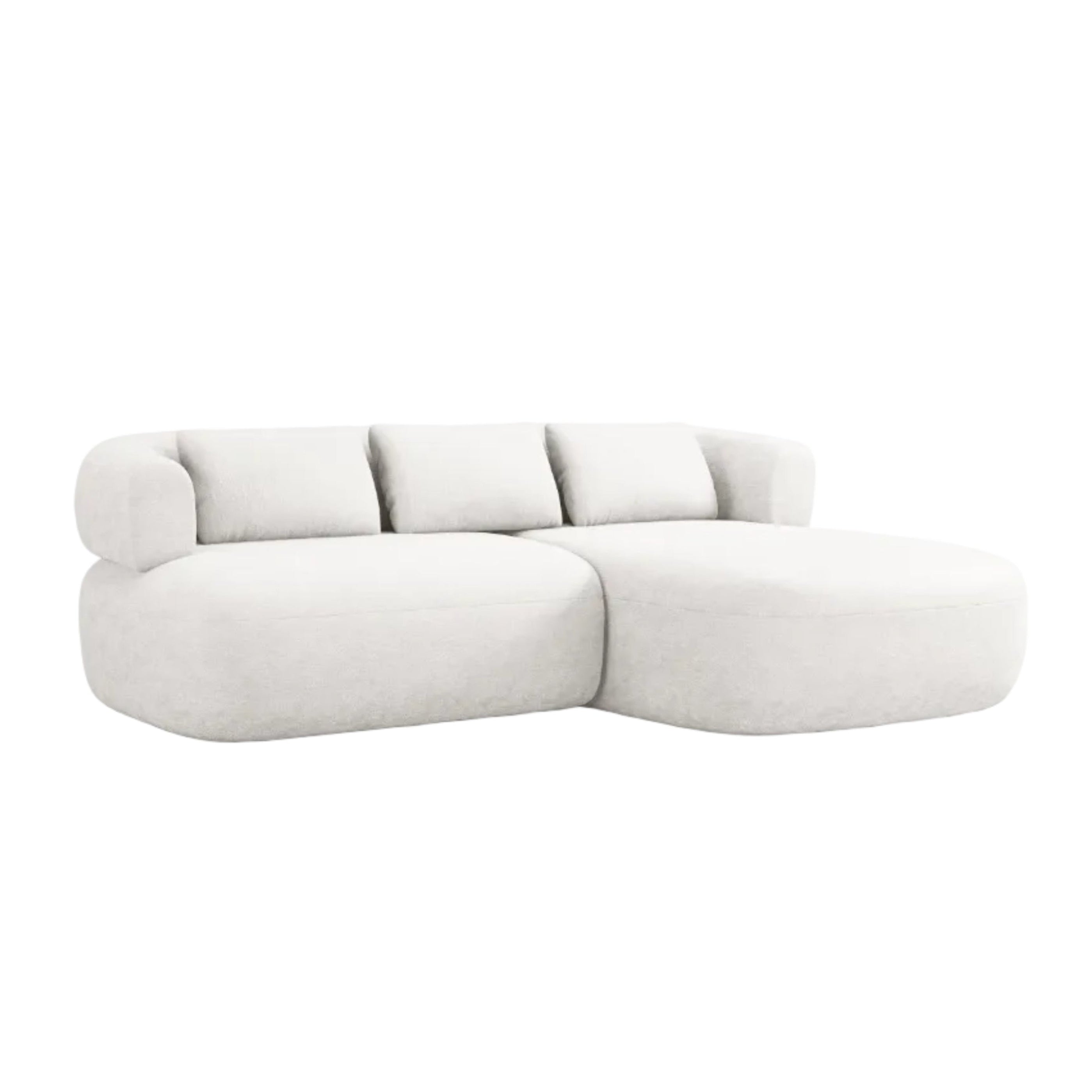 Zweisitzer-Ecksofa rechts ALDRIN in hellbeigem Chenille