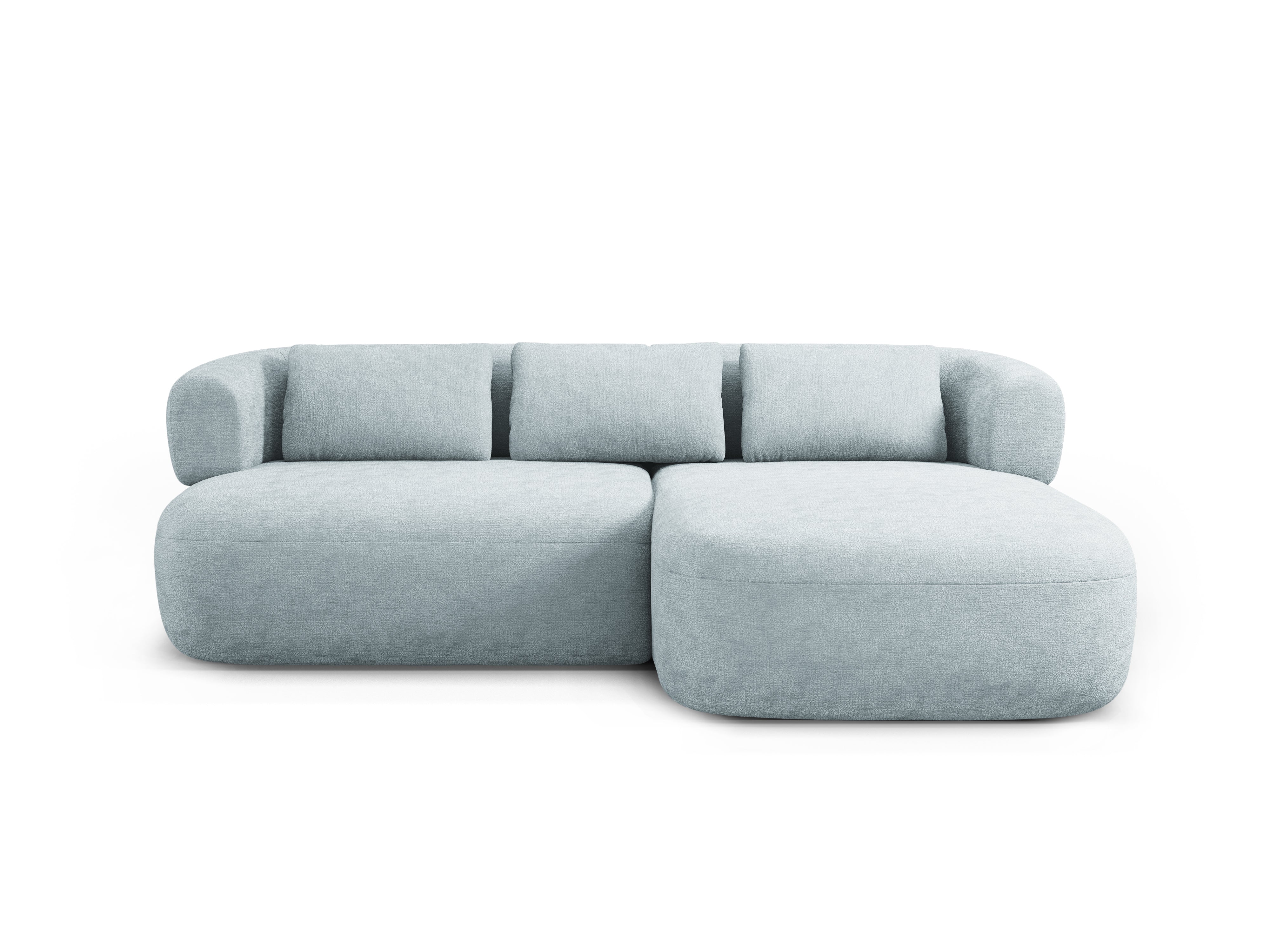 Zweisitzer-Ecksofa rechts ALDRIN in himmelblauem Chenille
