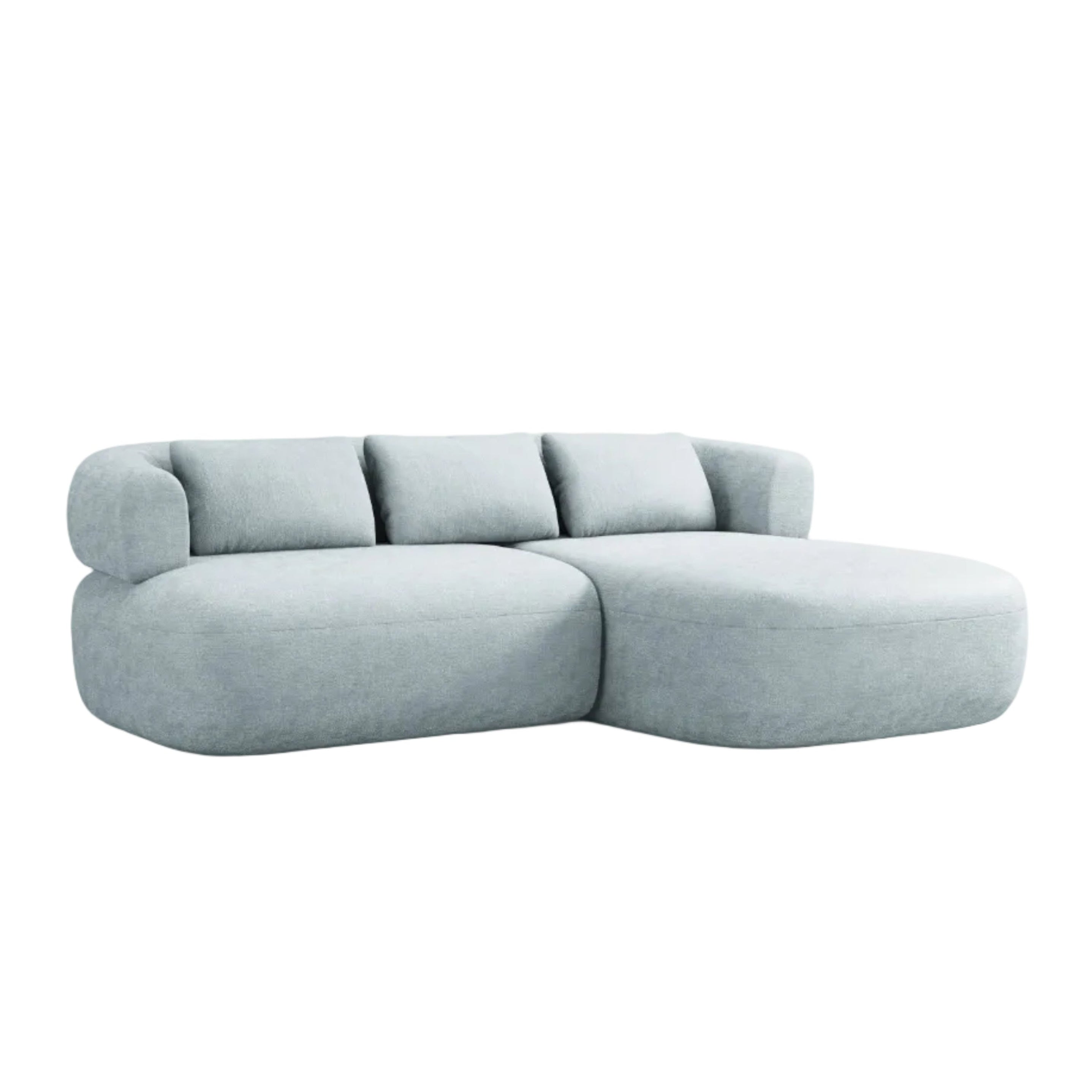Zweisitzer-Ecksofa rechts ALDRIN in himmelblauem Chenille