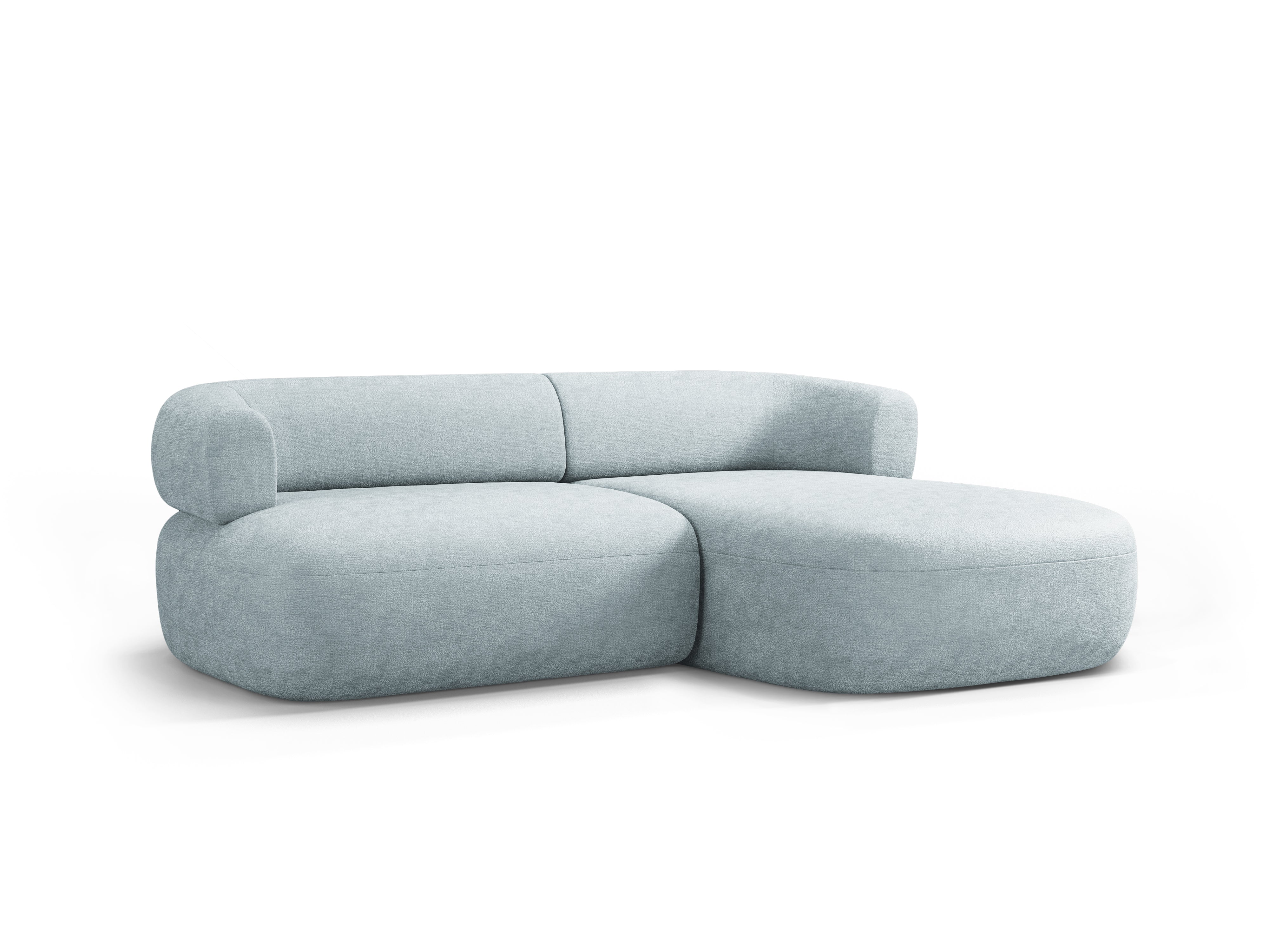 Zweisitzer-Ecksofa rechts ALDRIN in himmelblauem Chenille