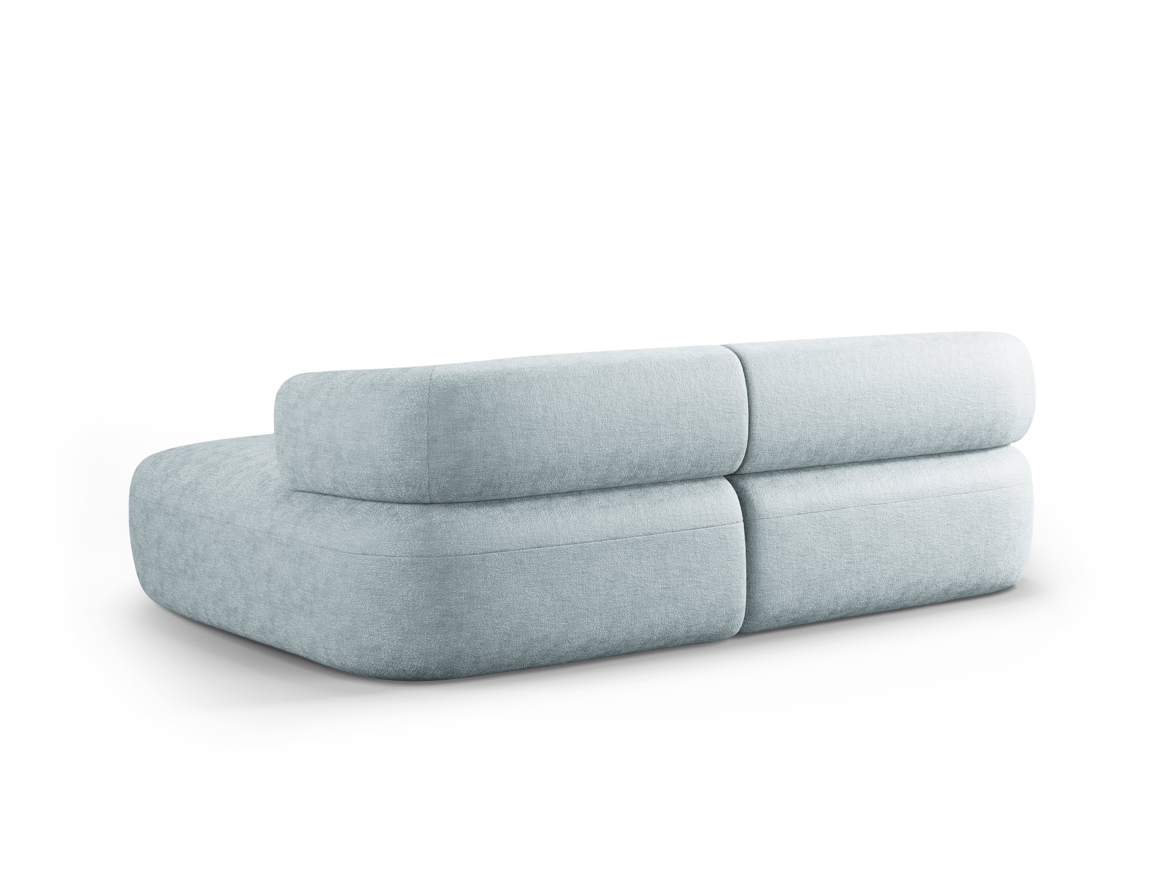 Zweisitzer-Ecksofa rechts ALDRIN in himmelblauem Chenille