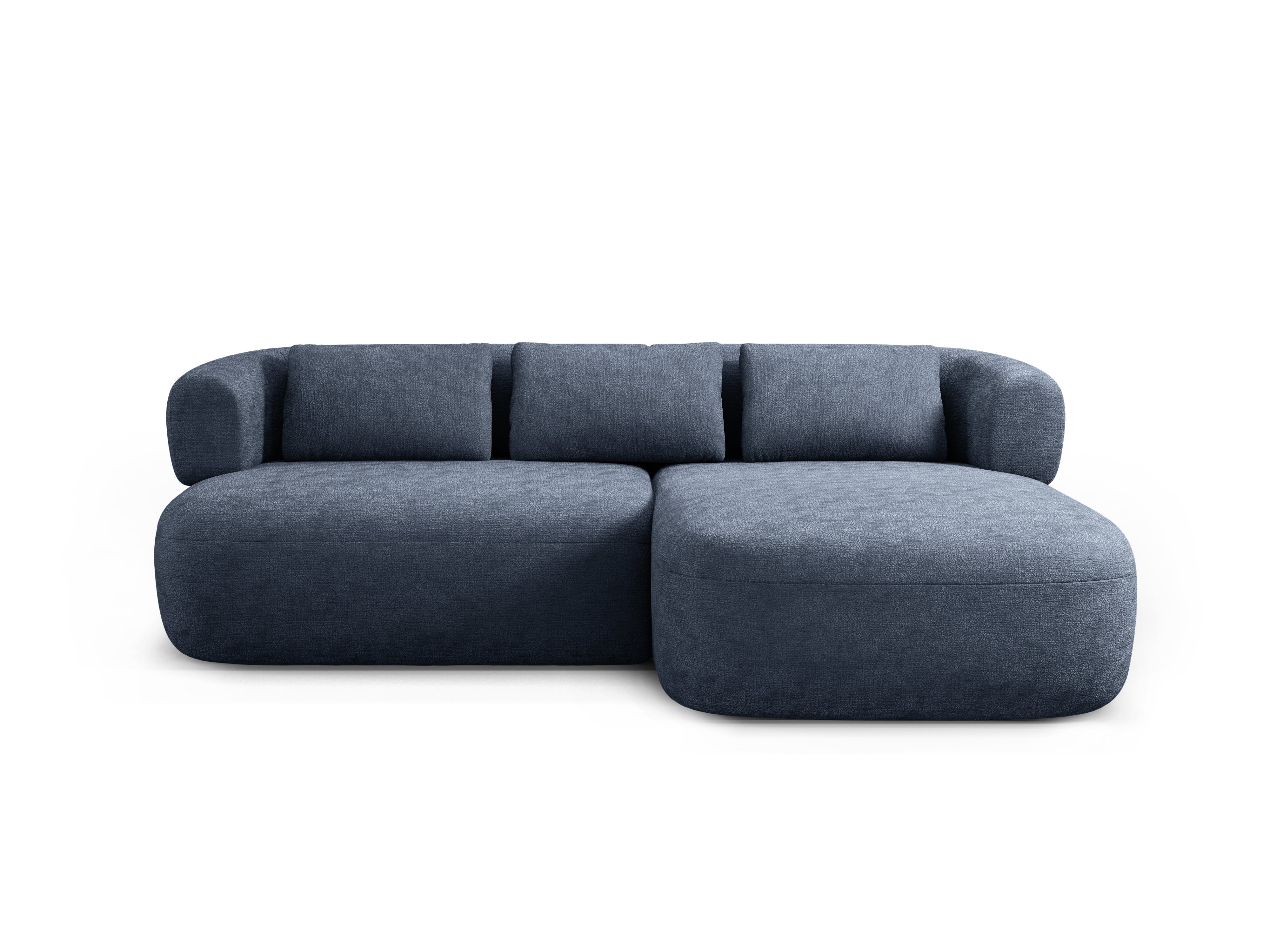 Zweisitzer-Ecksofa rechts ALDRIN in marineblauem Chenille