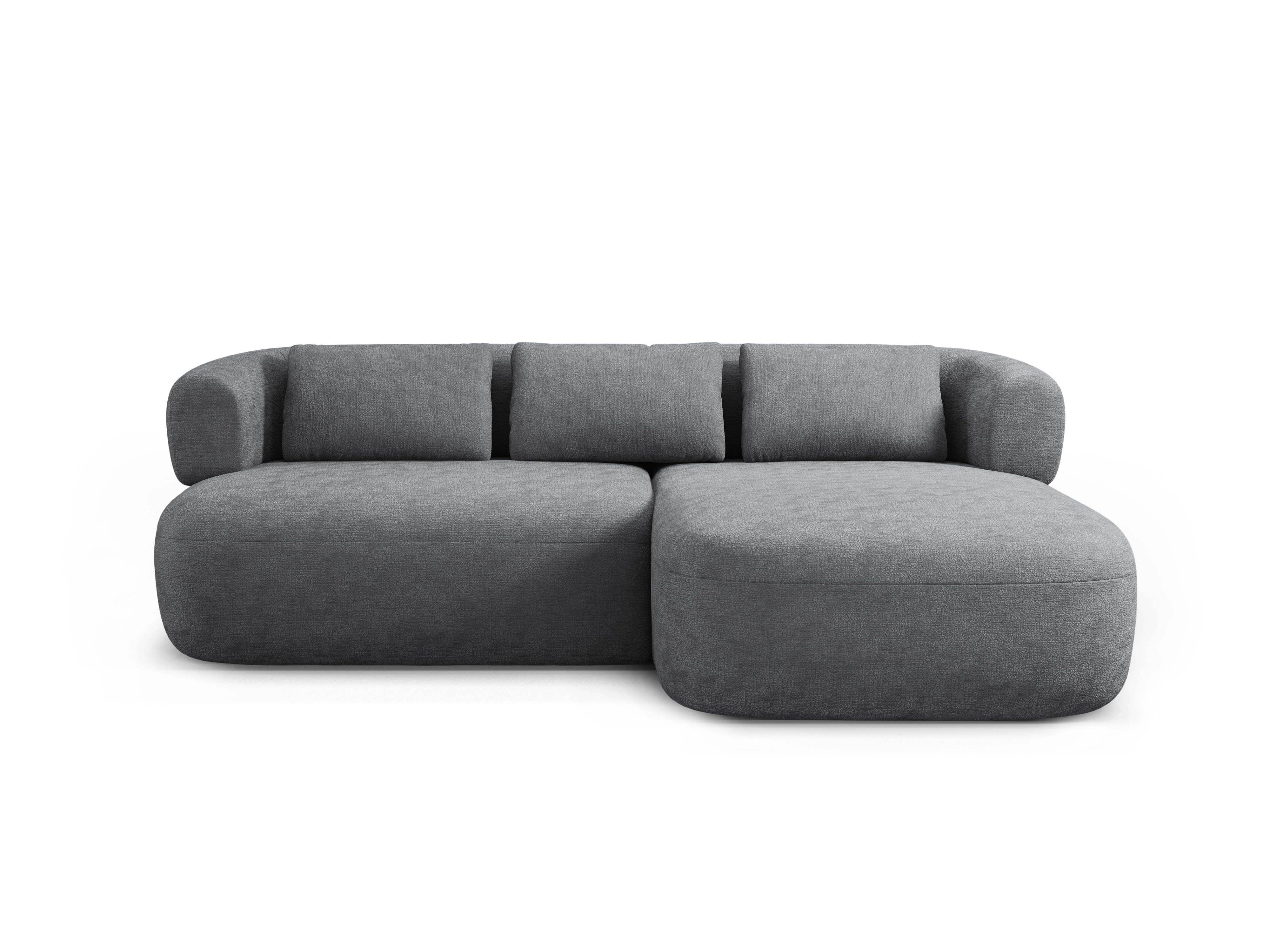 Zweisitzer-Ecksofa rechts ALDRIN in dunkelgrauem Chenille