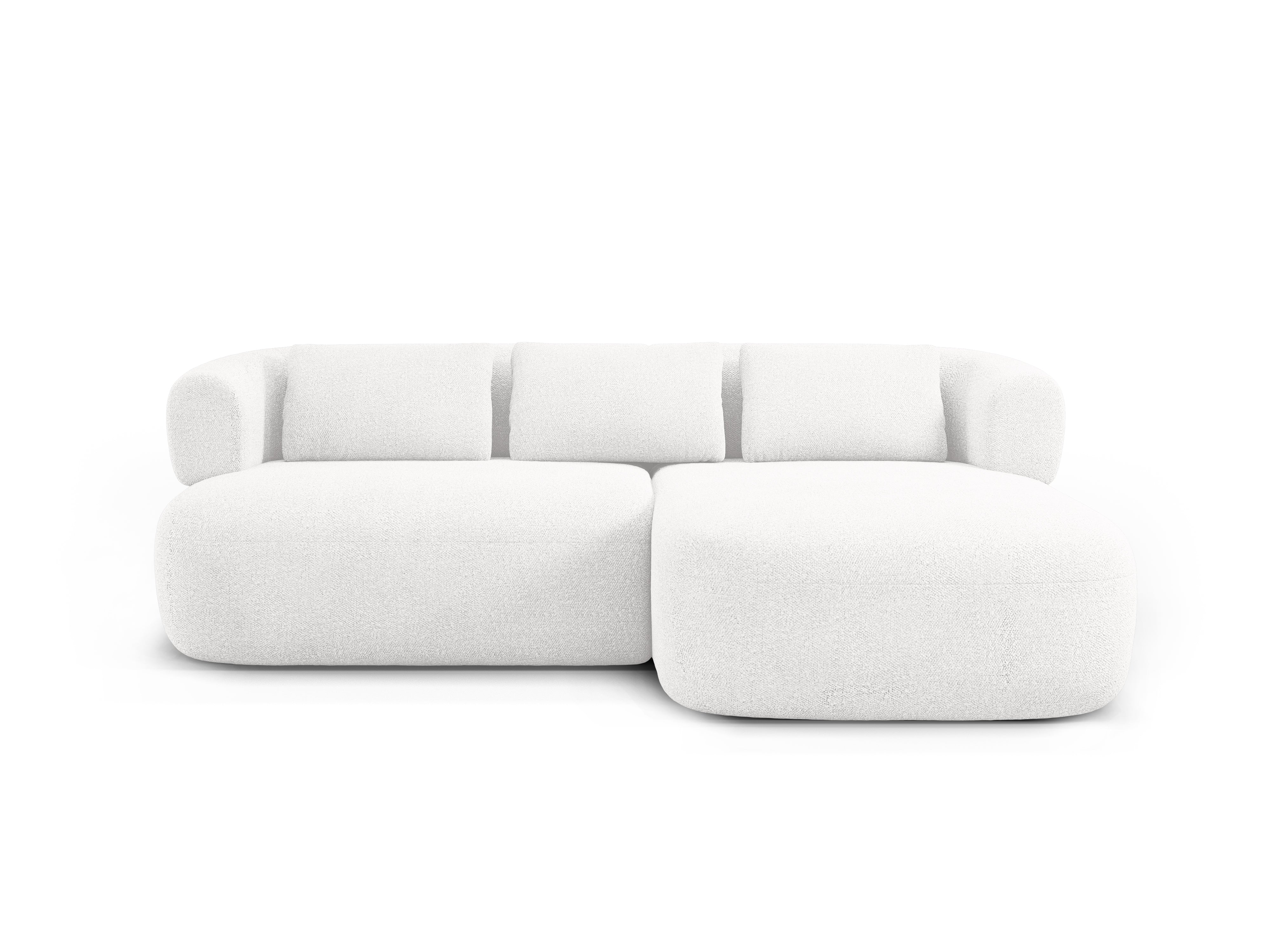 Zweisitzer-Ecksofa rechts ALDRIN in weißem Boucle