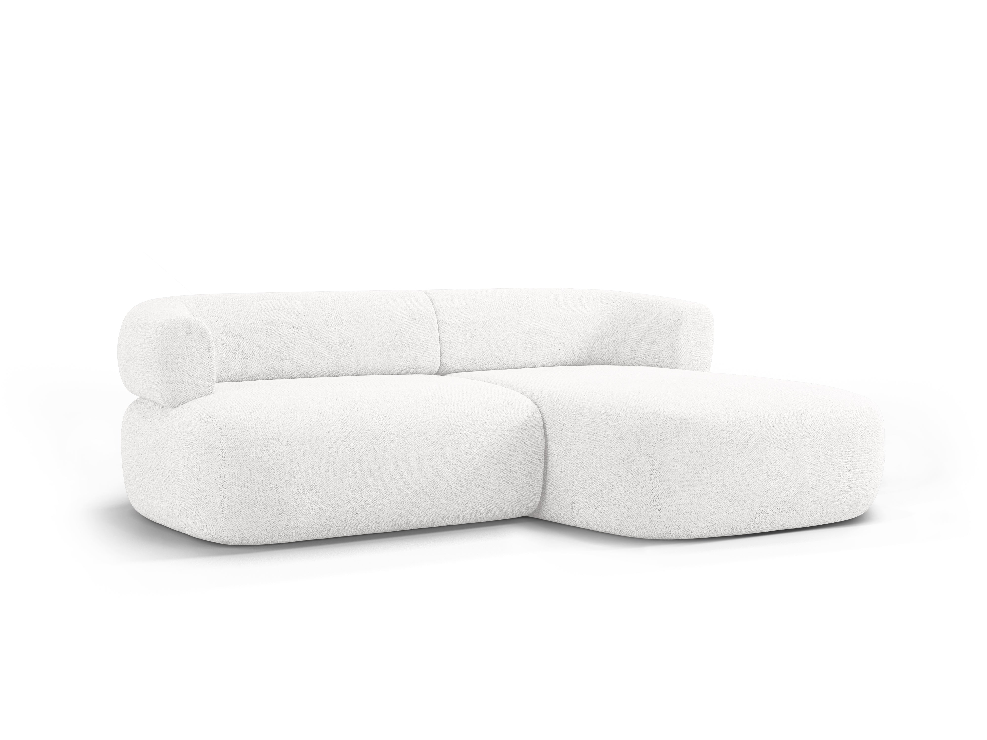 Zweisitzer-Ecksofa rechts ALDRIN in weißem Boucle