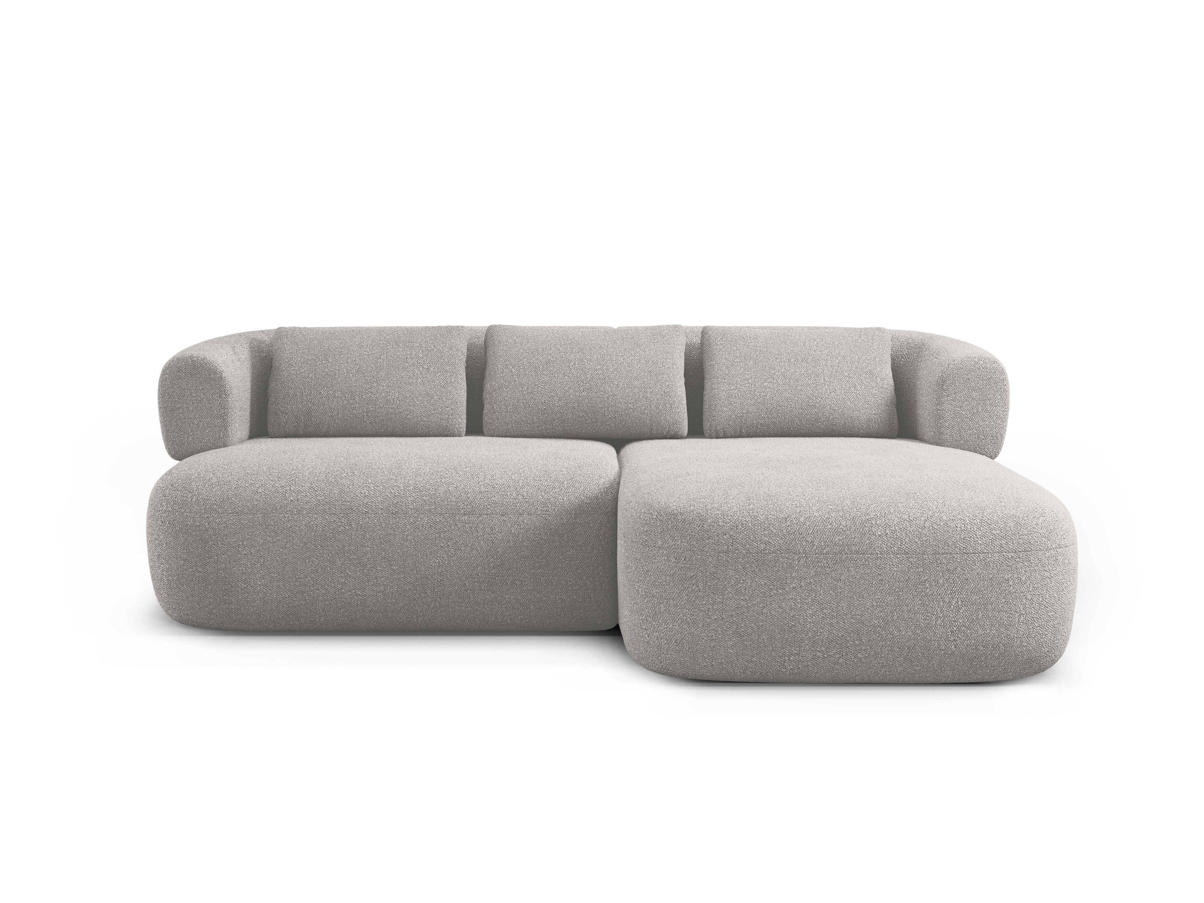 Zweisitzer-Ecksofa rechts ALDRIN in hellgrauem Boucle