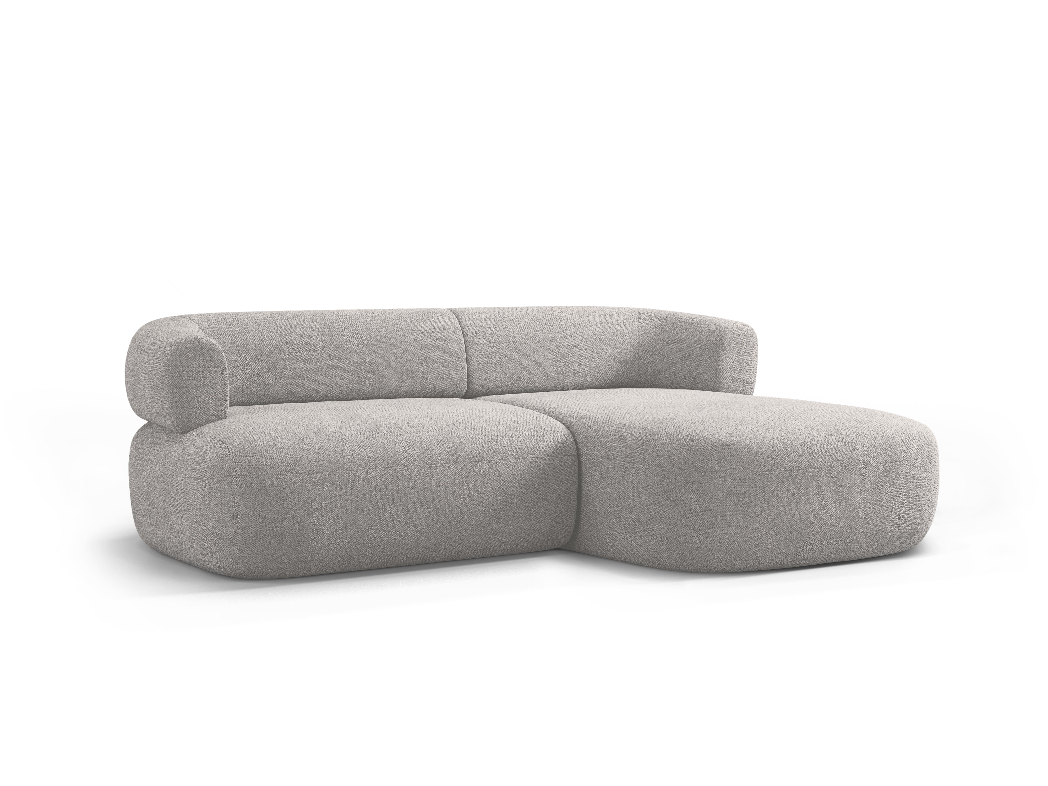 Zweisitzer-Ecksofa rechts ALDRIN in hellgrauem Boucle