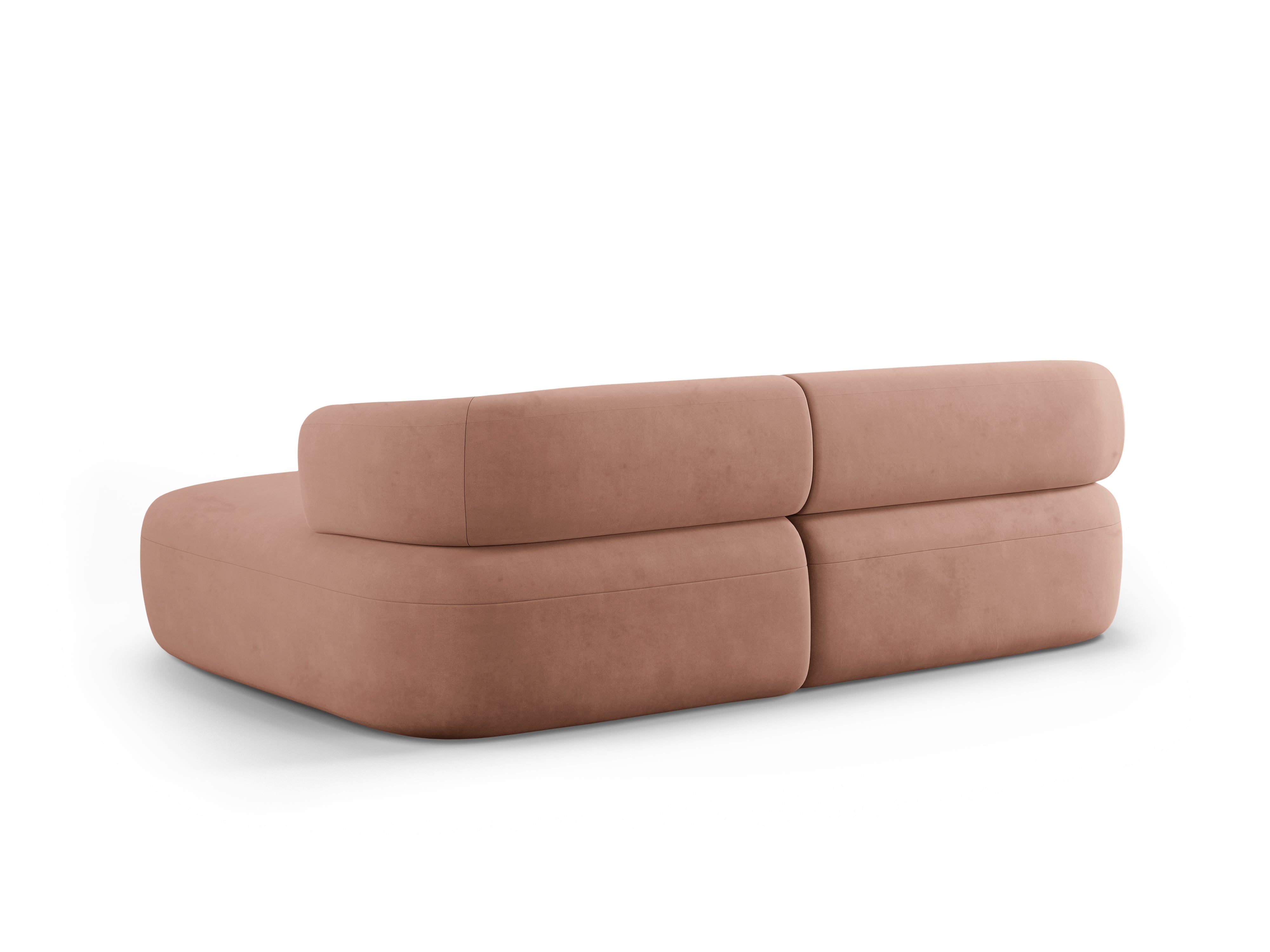 Samt-Ecksofa für zwei Personen, rechtsseitig, ALDRIN in Rosa