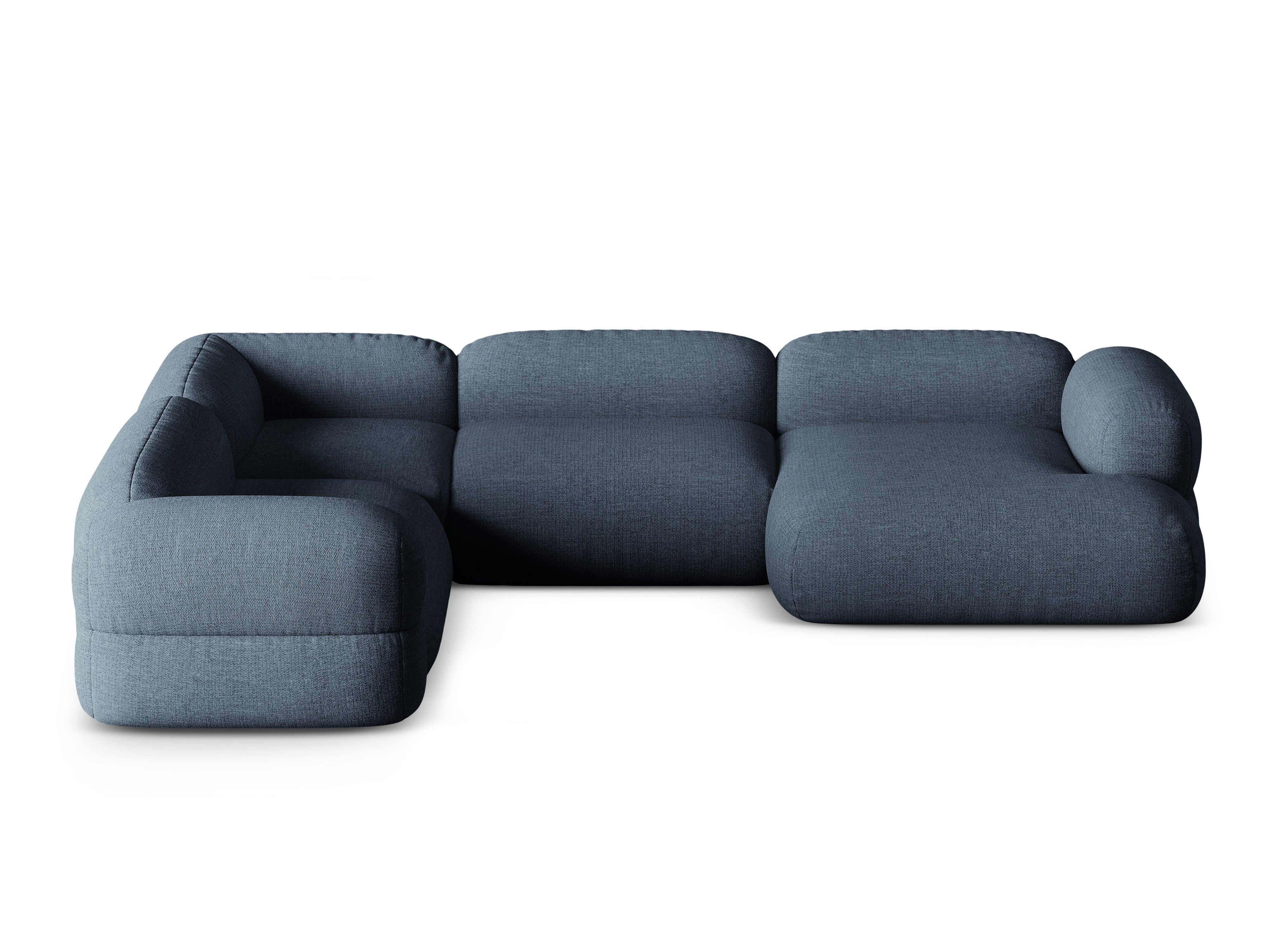 Left-facing U-shaped sofa ROGER dark blue chenille