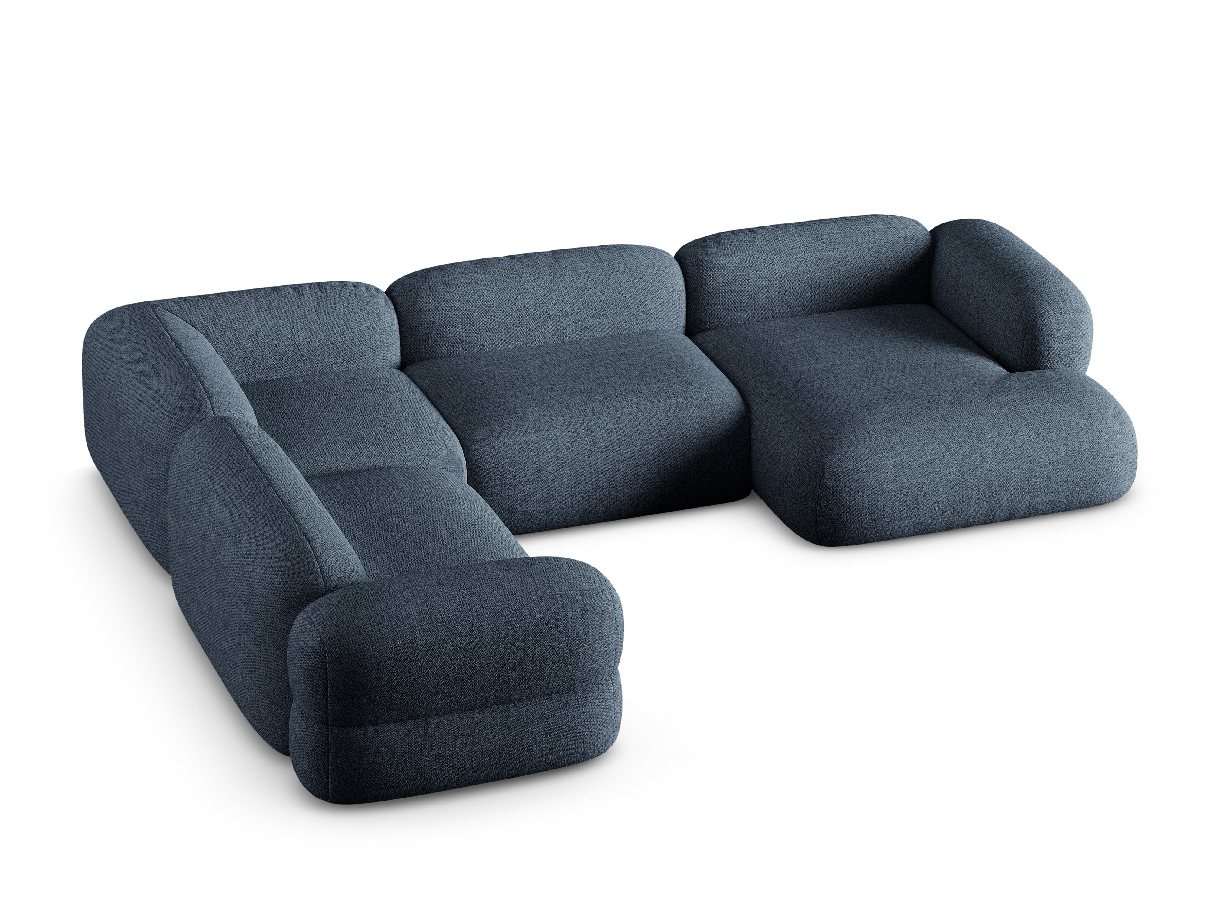 Left-facing U-shaped sofa ROGER dark blue chenille