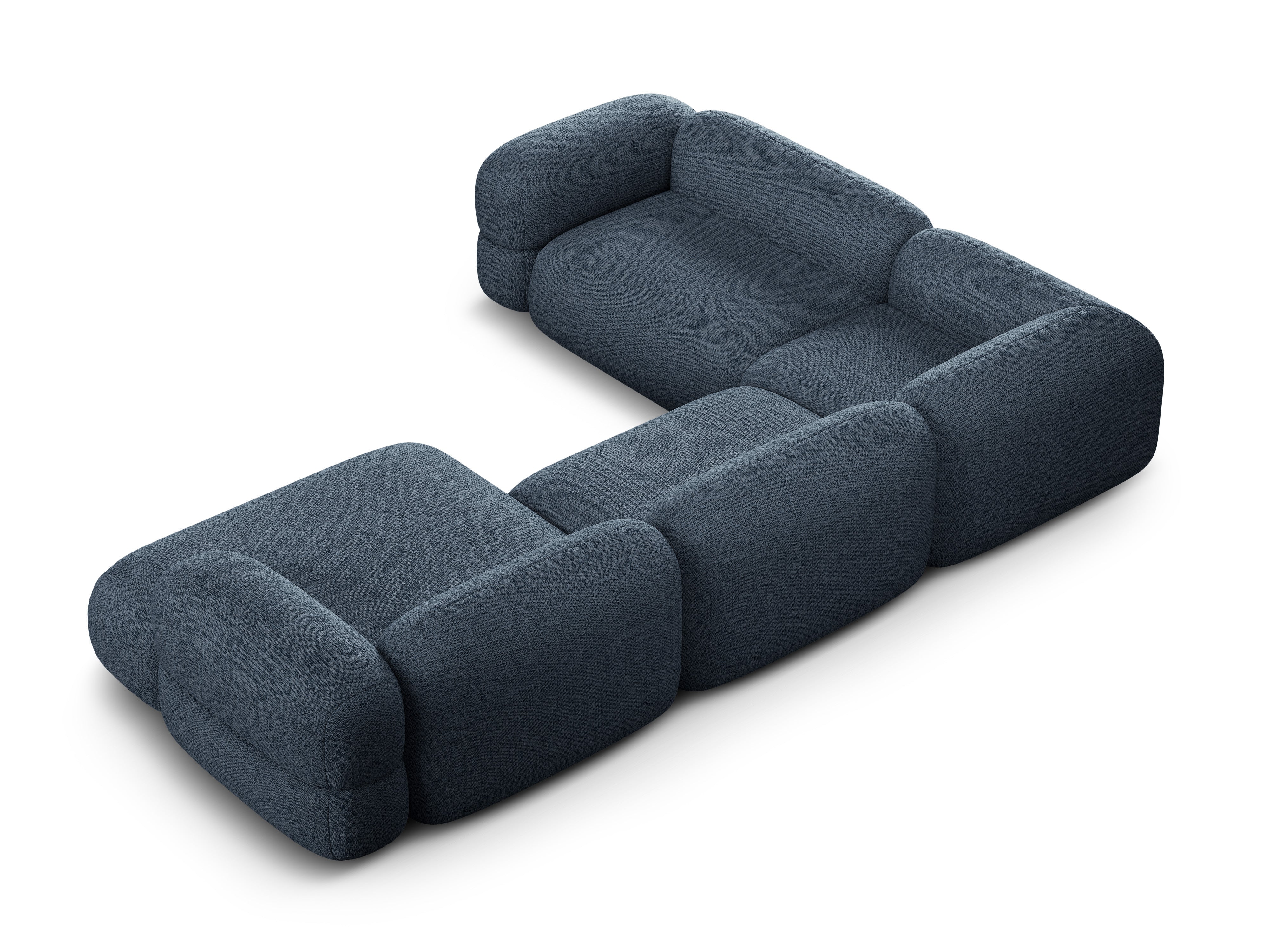 Left-facing U-shaped sofa ROGER dark blue chenille