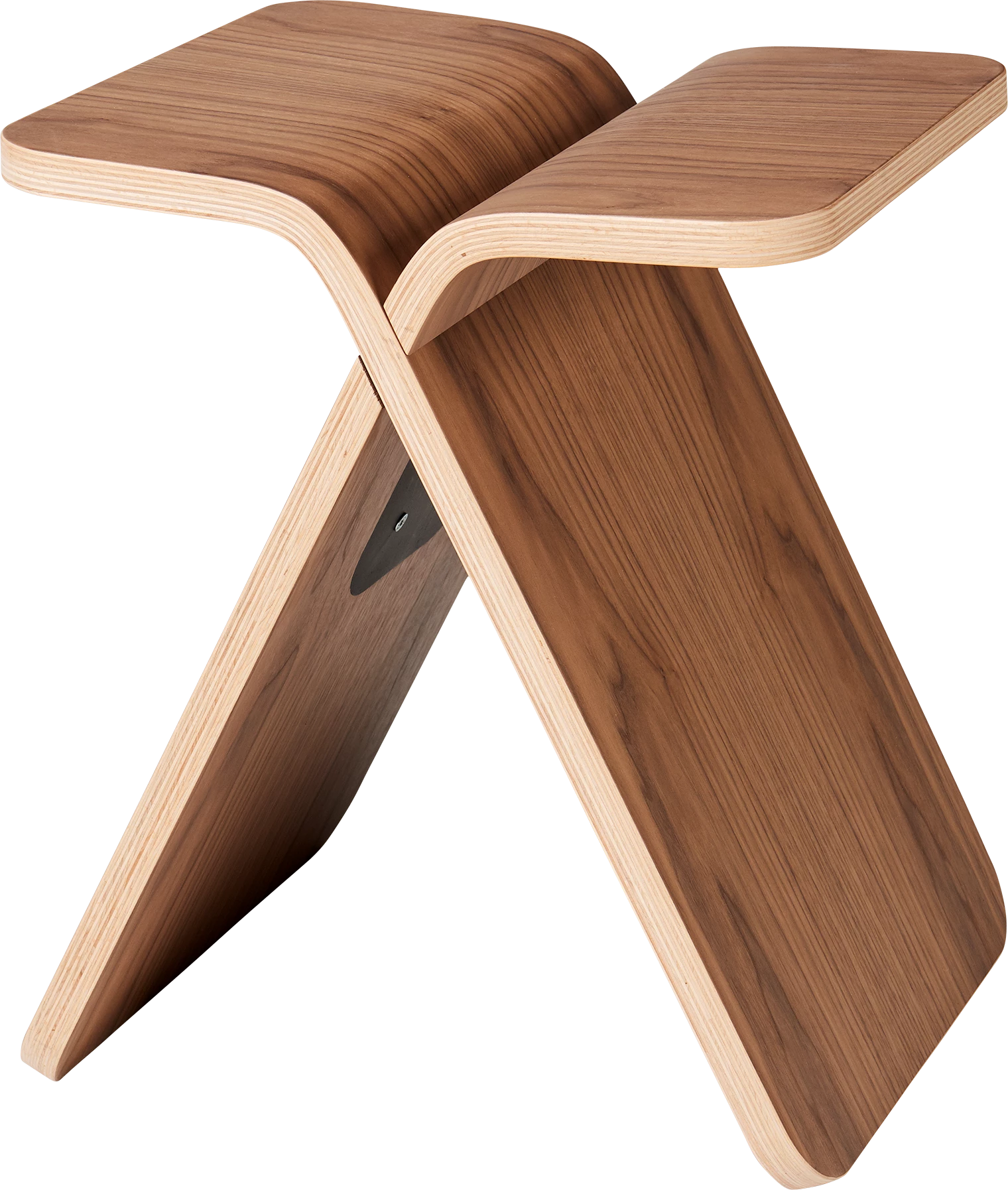 Side table X-Stool Nut veneer