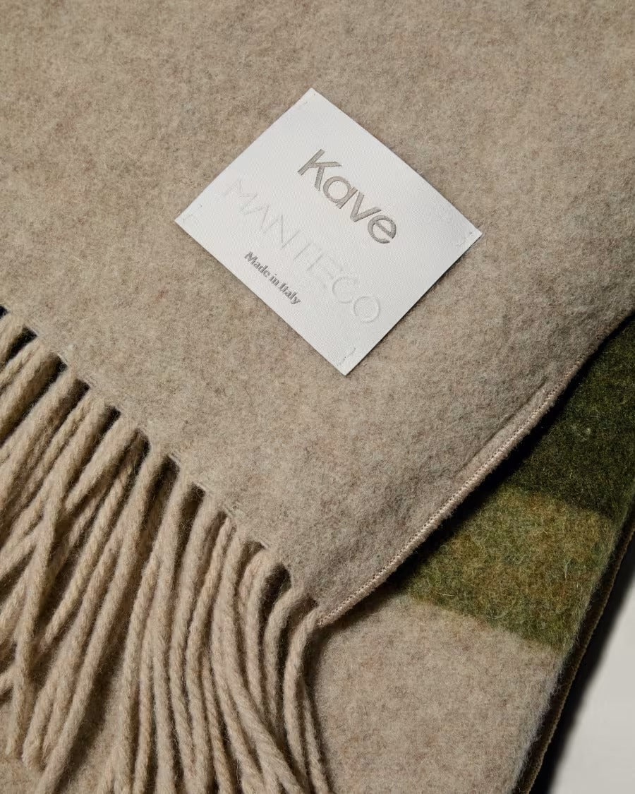 Wool rug VORENI beige with green