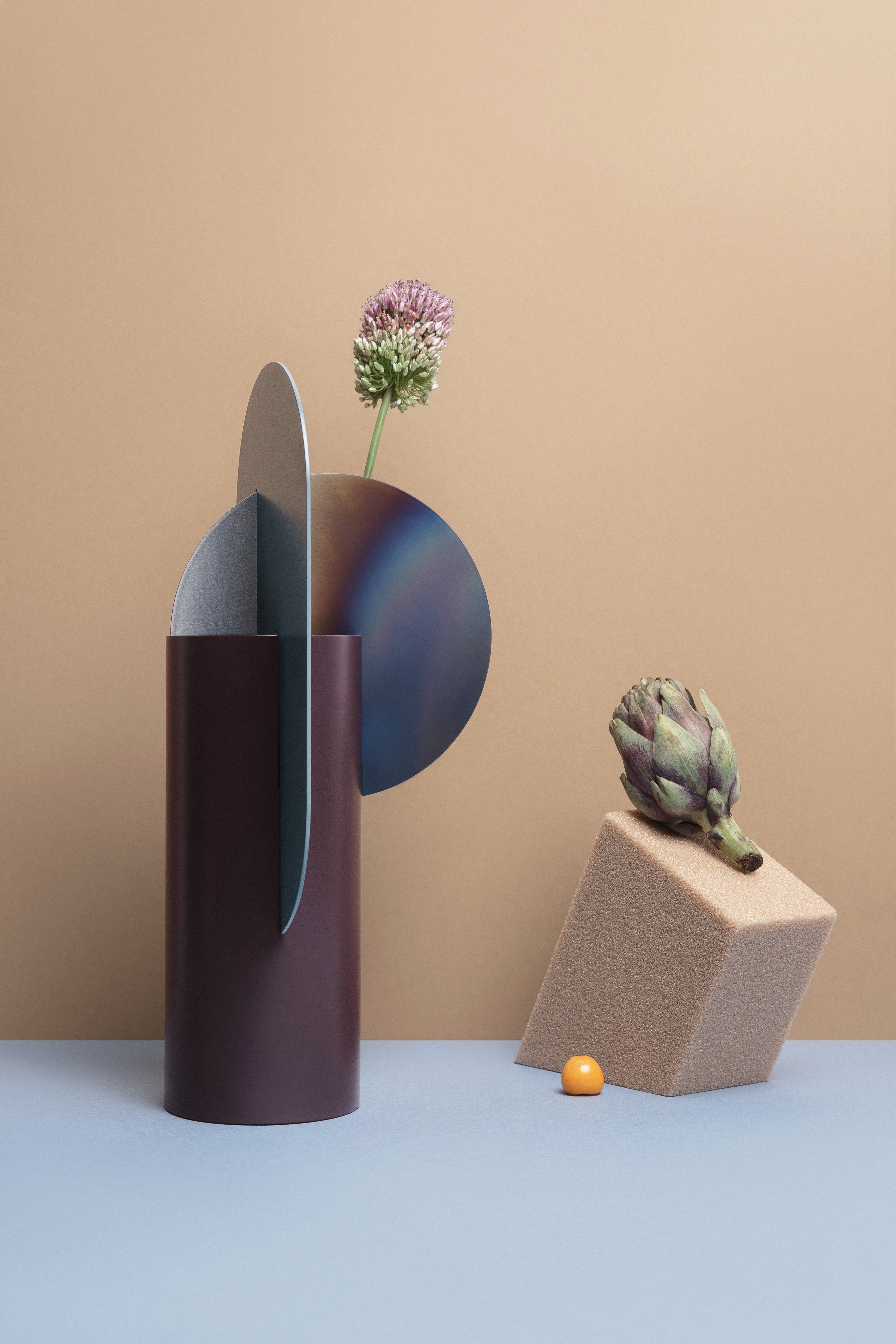 YERMILOV Vase - NUMBERED EDITION burgundy with blue and burnt steel