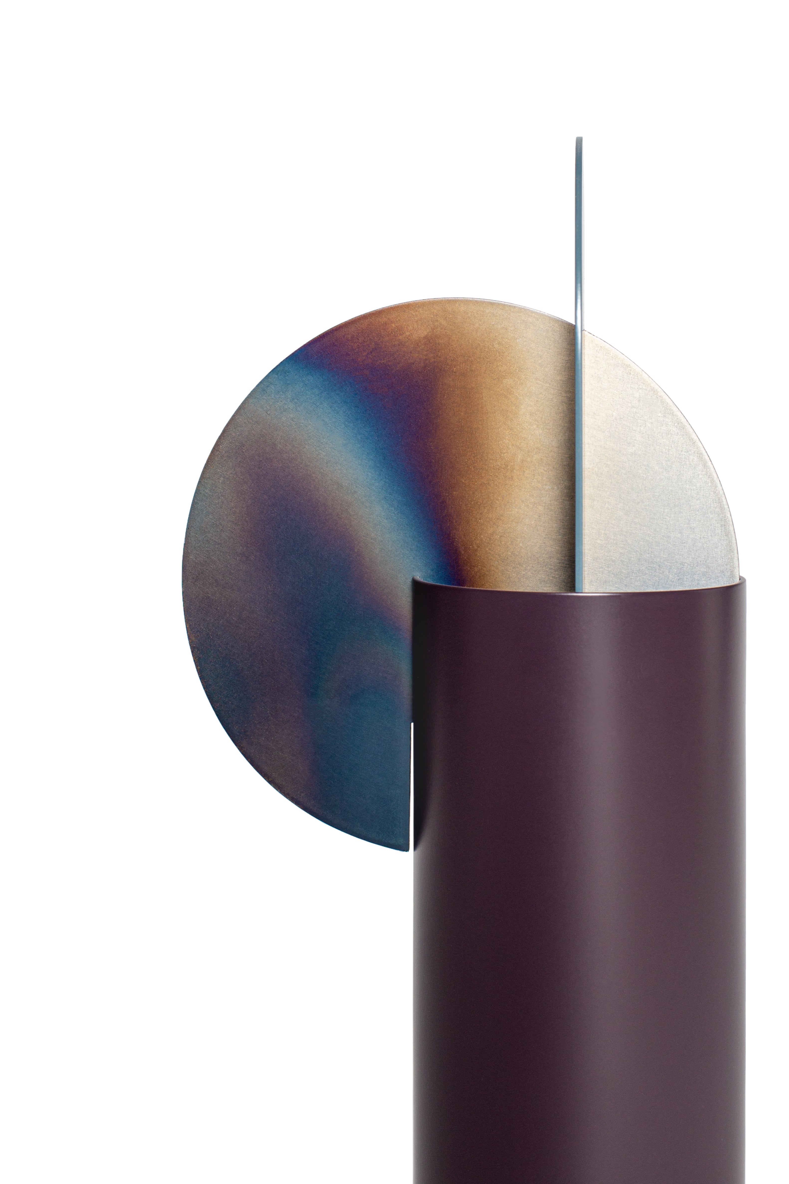 YERMILOV Vase - NUMBERED EDITION burgundy with blue and burnt steel