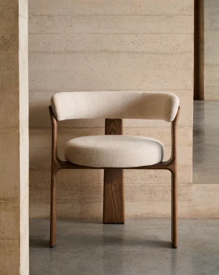 Sessel mit Armlehnen GRANITE beige Chenille mit dunklem Eschenfuß