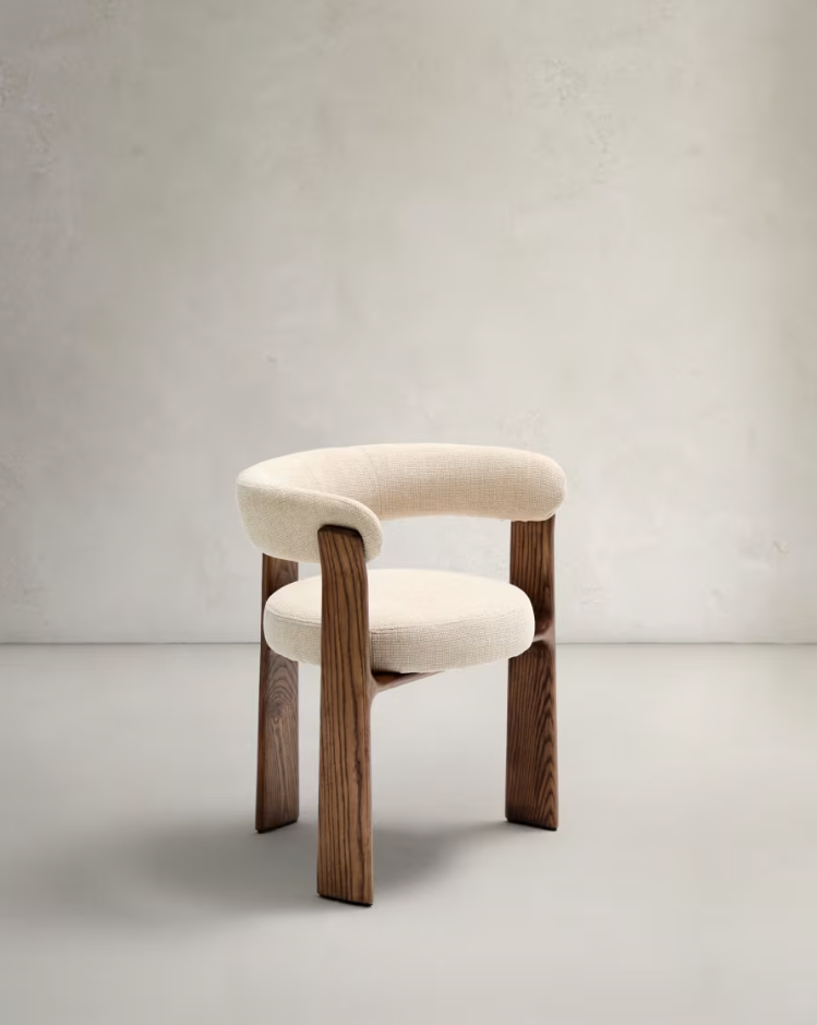 Sessel mit Armlehnen GRANITE beige Chenille mit dunklem Eschenfuß