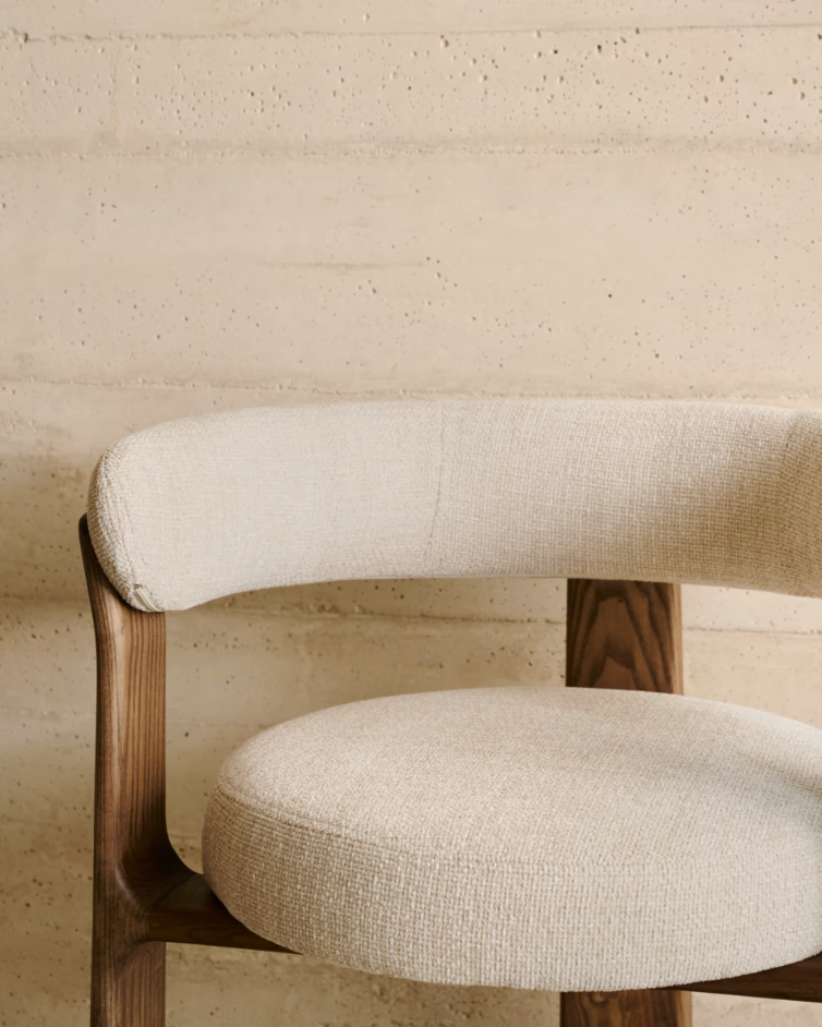 Sessel mit Armlehnen GRANITE beige Chenille mit dunklem Eschenfuß
