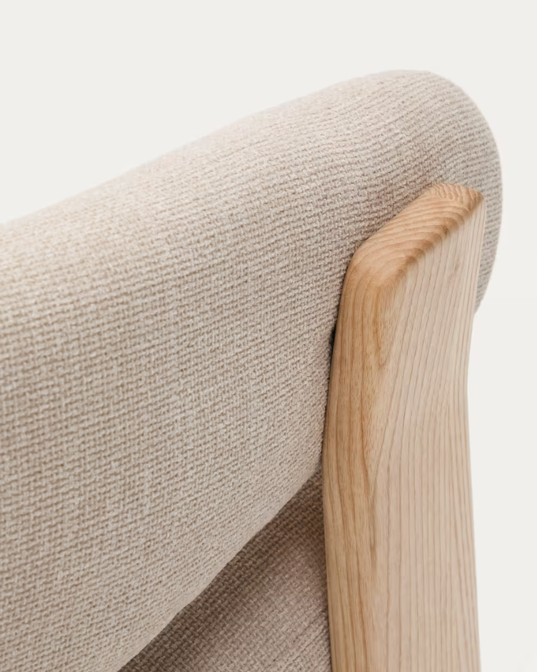 Sessel GRANITE beige Chenille mit Eschenholzgestell