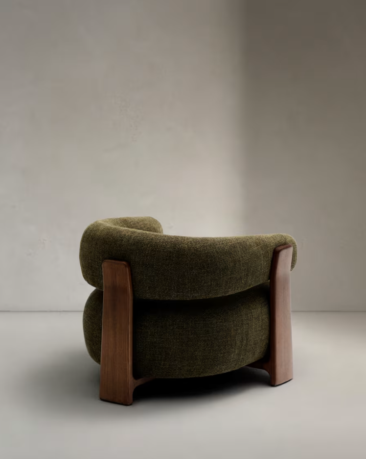 Sessel GRANITE grün mit dunklem Eschenfuß
