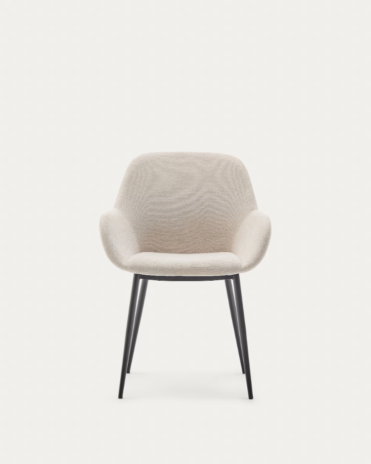 Beige horse chair with a black base