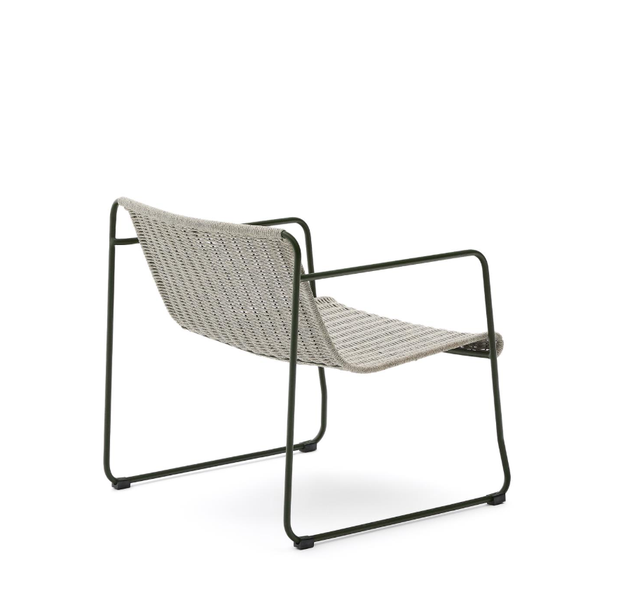 Maurina gray external armchair with a green steel base