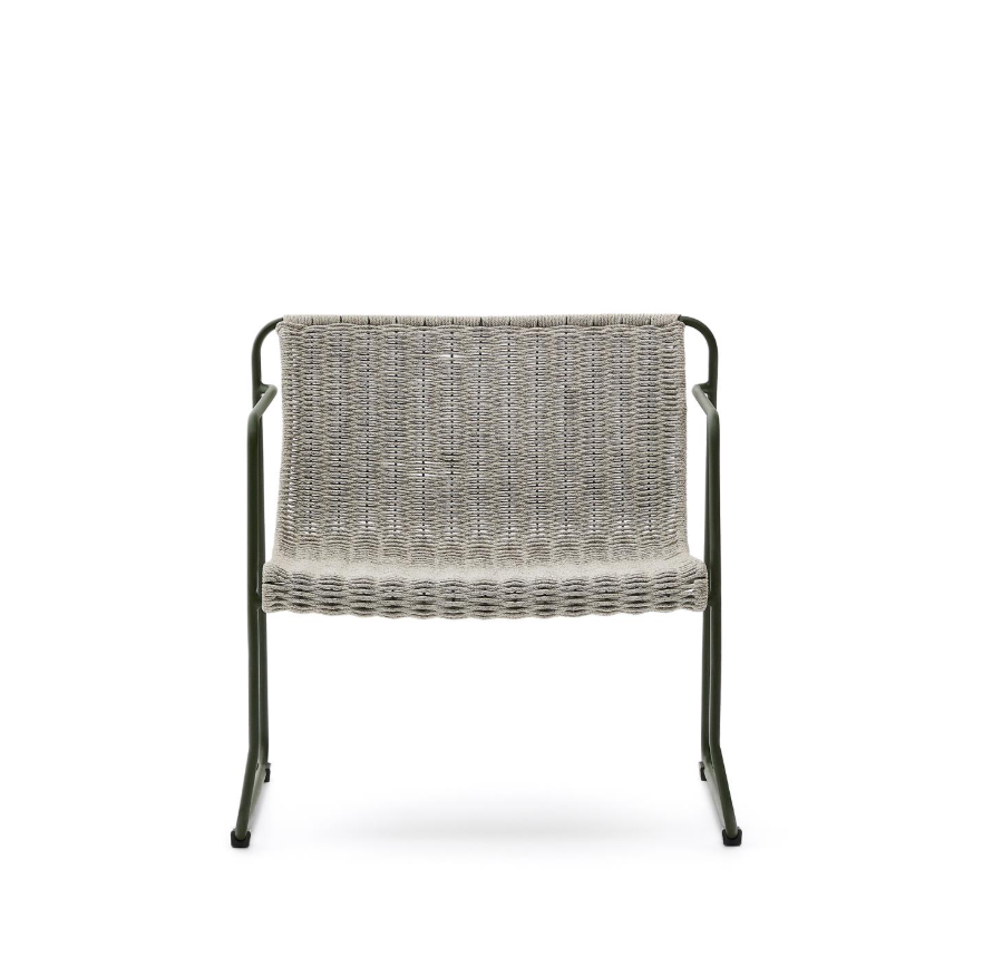 Maurina gray external armchair with a green steel base