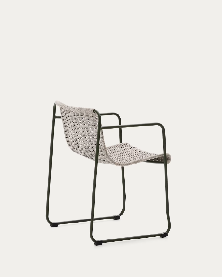 Maurina gray external chair with a green steel base