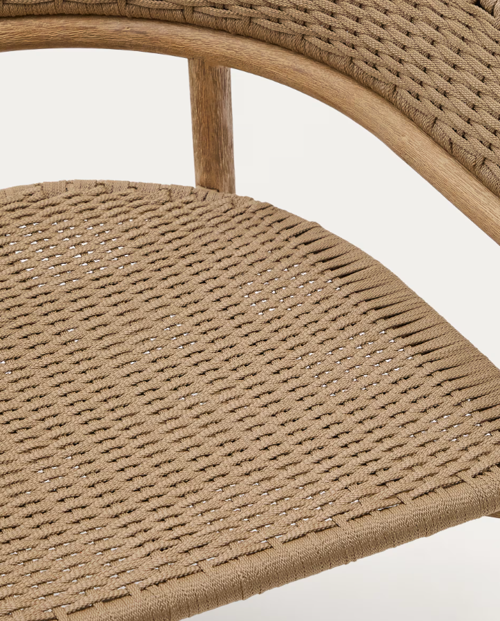 Arinella external armchair, solid acacia wood with a beige rope