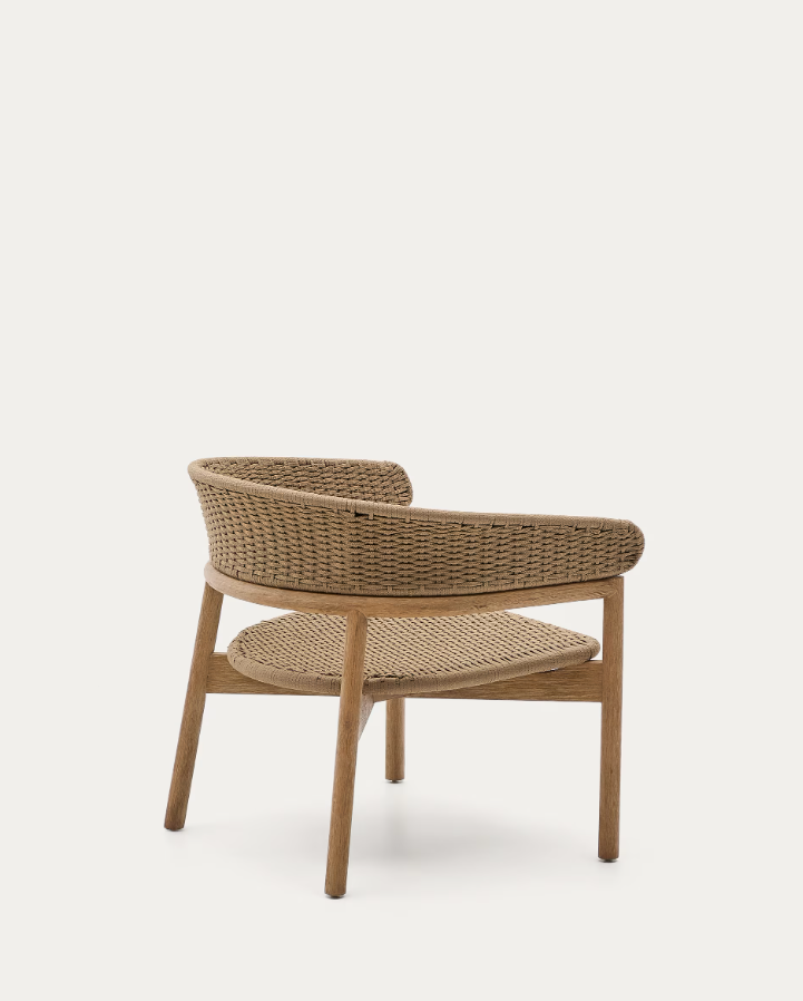 Arinella external armchair, solid acacia wood with a beige rope