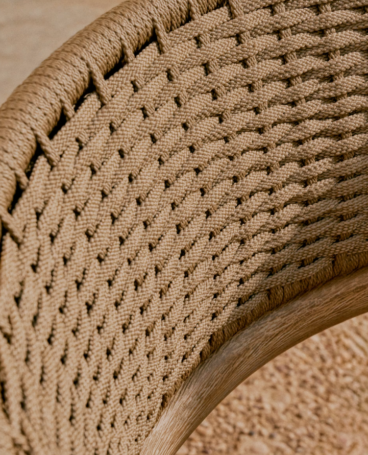 Arinella external armchair, solid acacia wood with a beige rope