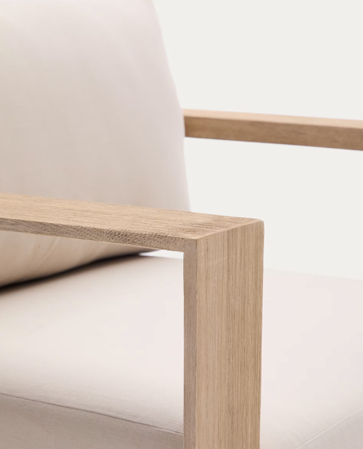 Ambra external armchair acacia wood with a creamy seat