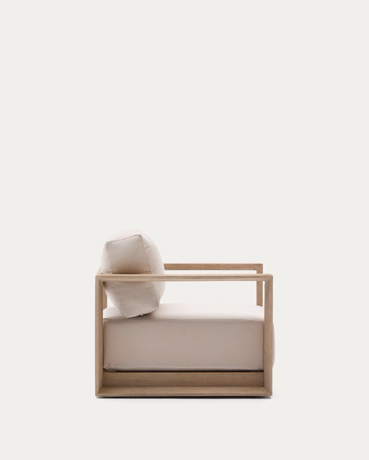 Ambra external armchair acacia wood with a creamy seat