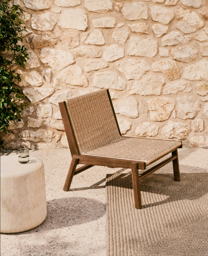 Outer armchair Itani acacia wood with rattan seat