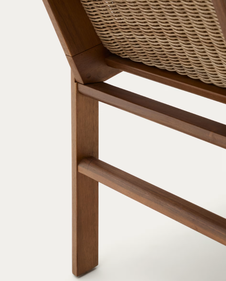 ITANI external chair, acacia wood with rattan seat