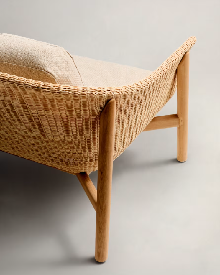 Außensofa 2-Personen Galea Wood und Rattan Wood