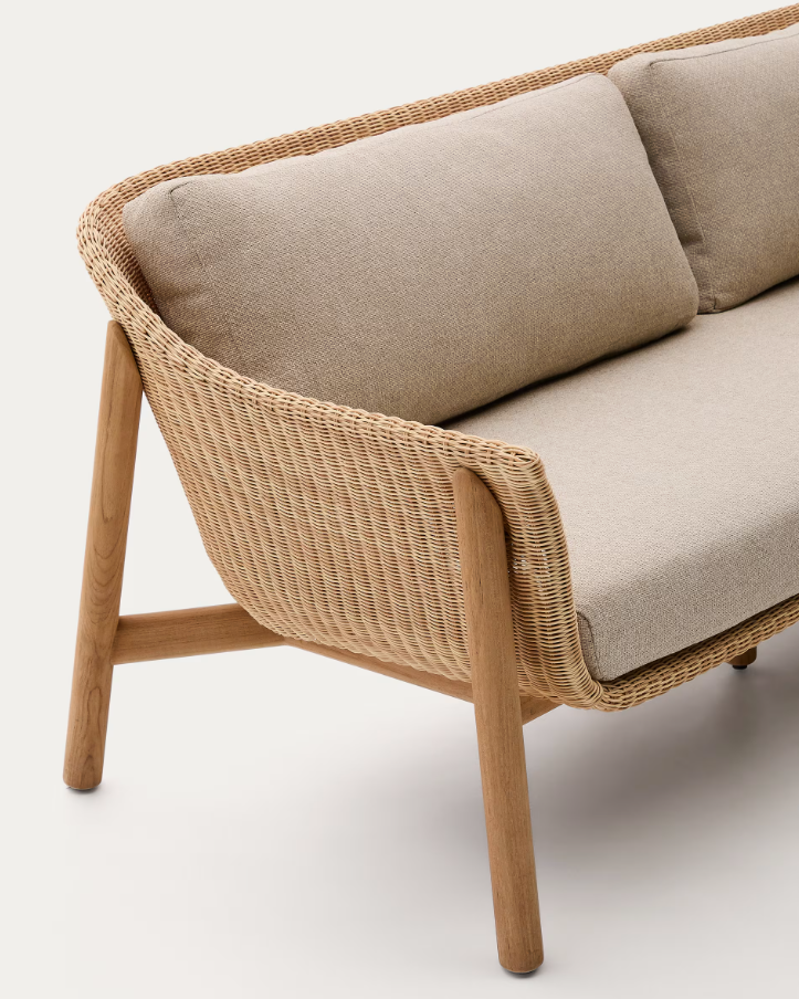 Außensofa 3-Personen Galea Wood und Rattan Wood