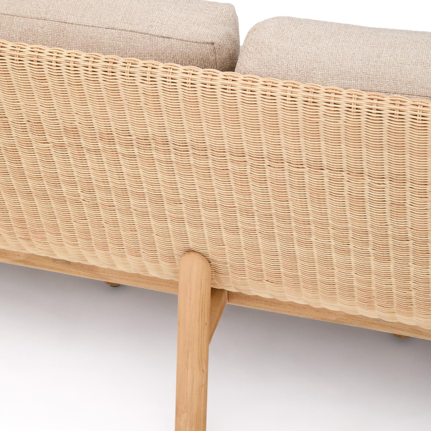 Außensofa 3-Personen Galea Wood und Rattan Wood